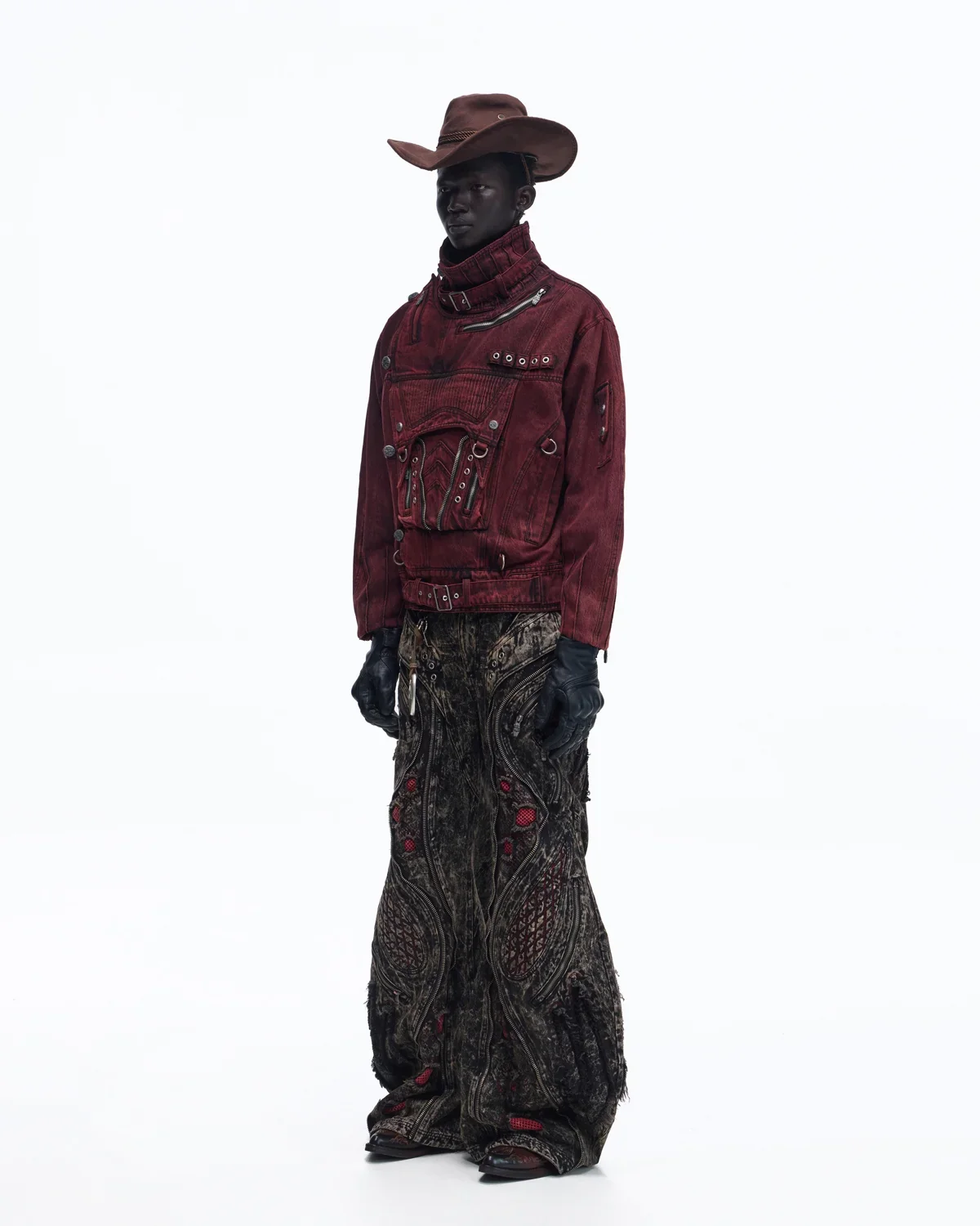 Personsoul Embroidered Stand-Collar Washed Denim Jacket - Image 9