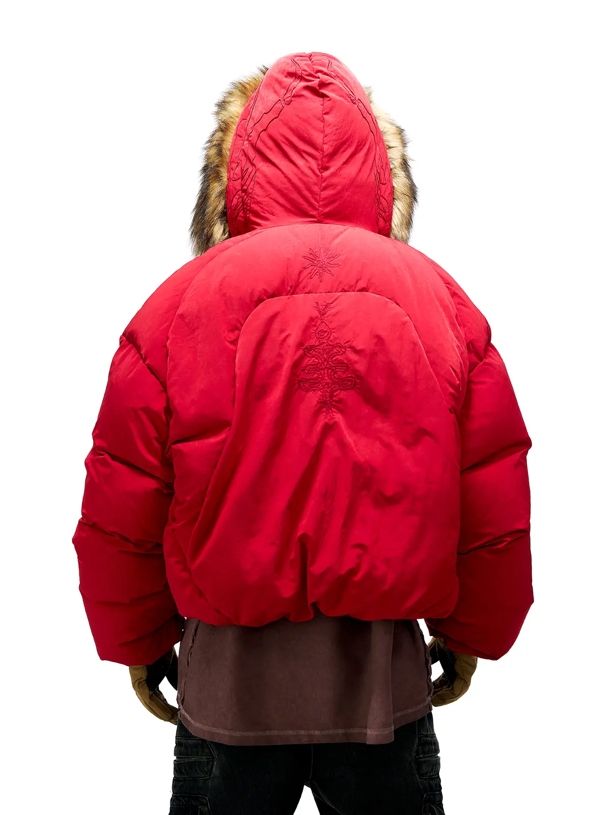Personsoul Embroidery Fur Collar Down Jacket - Image 4