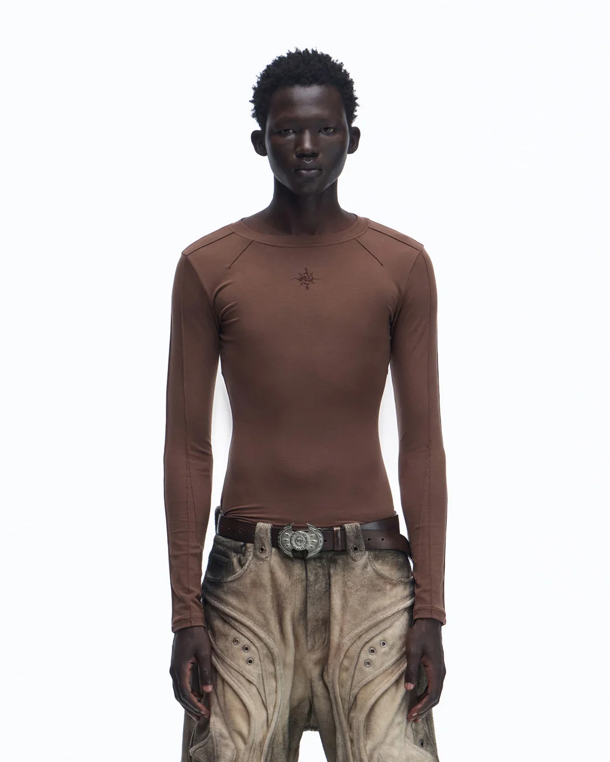 Personsoul Essential Long Sleeve Crewneck In Brown