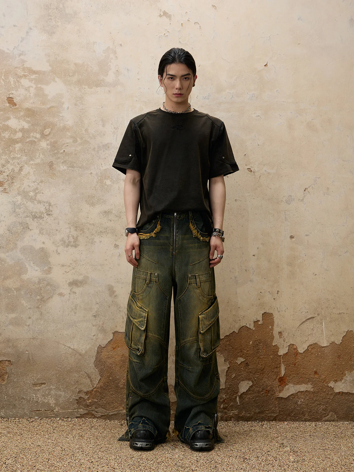 Personsoul Fade Wash Overall Denim Jeans - Image 5