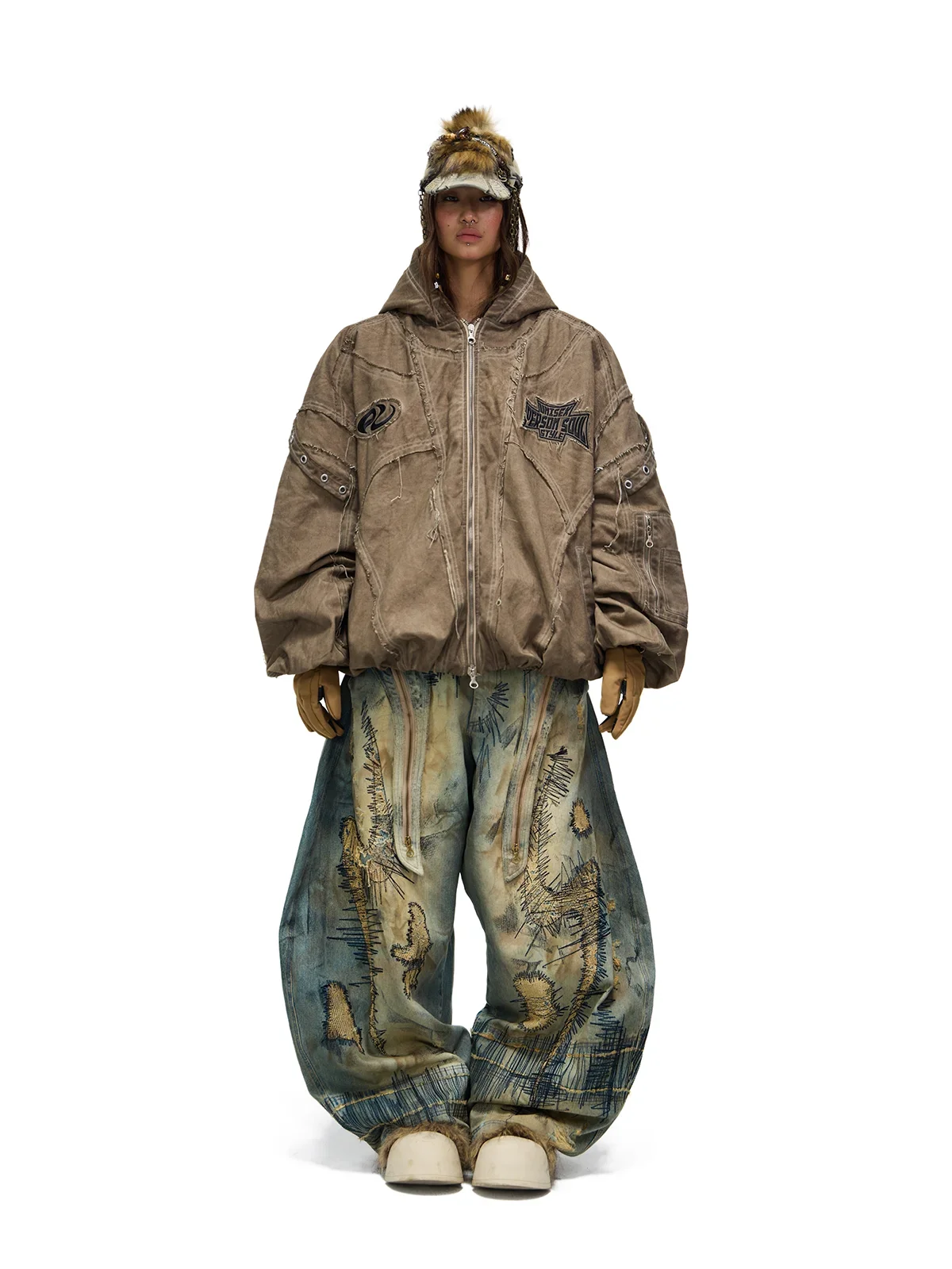 Personsoul Hand Brushed Stain Cotton Jacket - Image 10