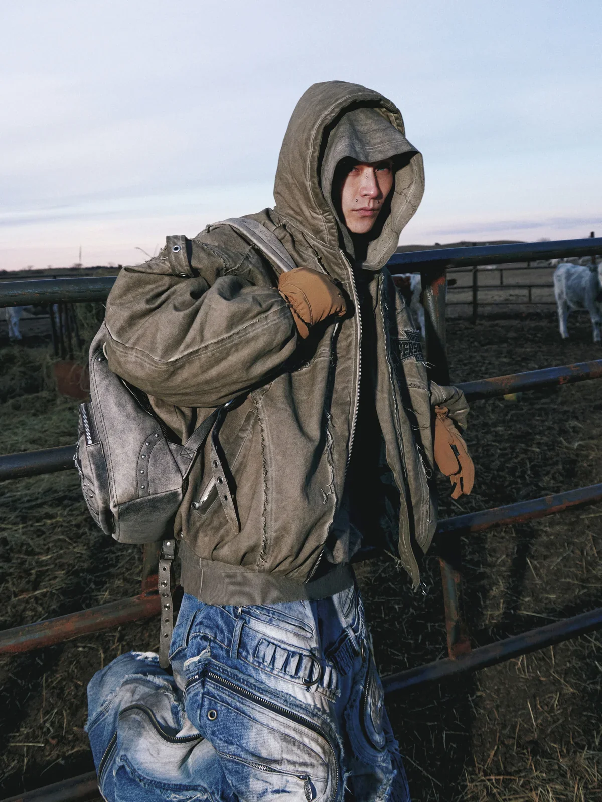 Personsoul Hand Brushed Stain Cotton Jacket - Image 12