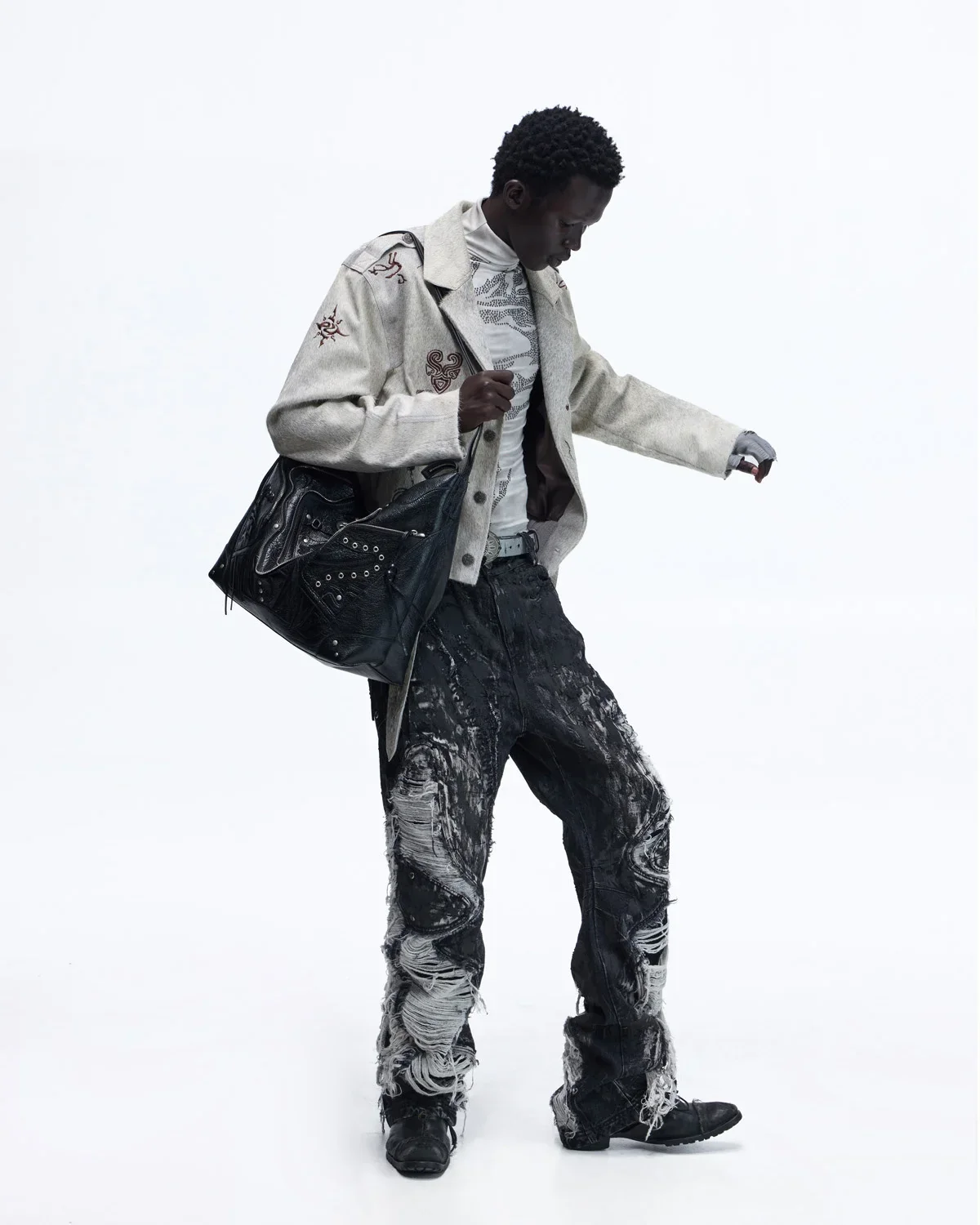 Personsoul Horse-Embroidered Leather Notch Collar Blazer(Limited 100 pieces) - Image 14