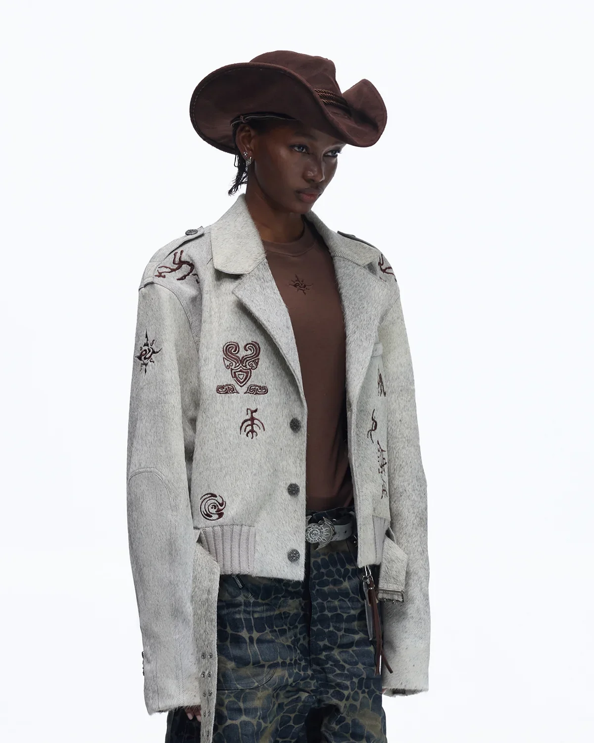 Personsoul Horse-Embroidered Leather Notch Collar Blazer(Limited 100 pieces) - Image 2