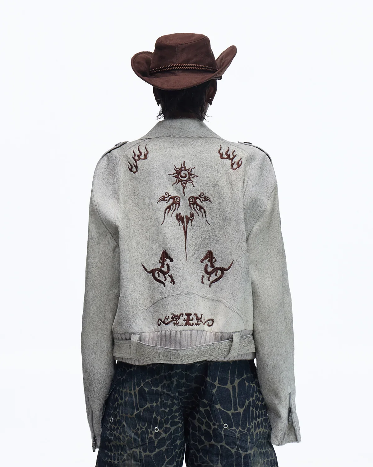 Personsoul Horse-Embroidered Leather Notch Collar Blazer(Limited 100 pieces) - Image 3