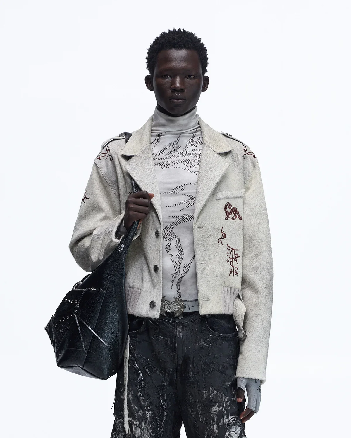 Personsoul Horse-Embroidered Leather Notch Collar Blazer(Limited 100 pieces) - Image 4
