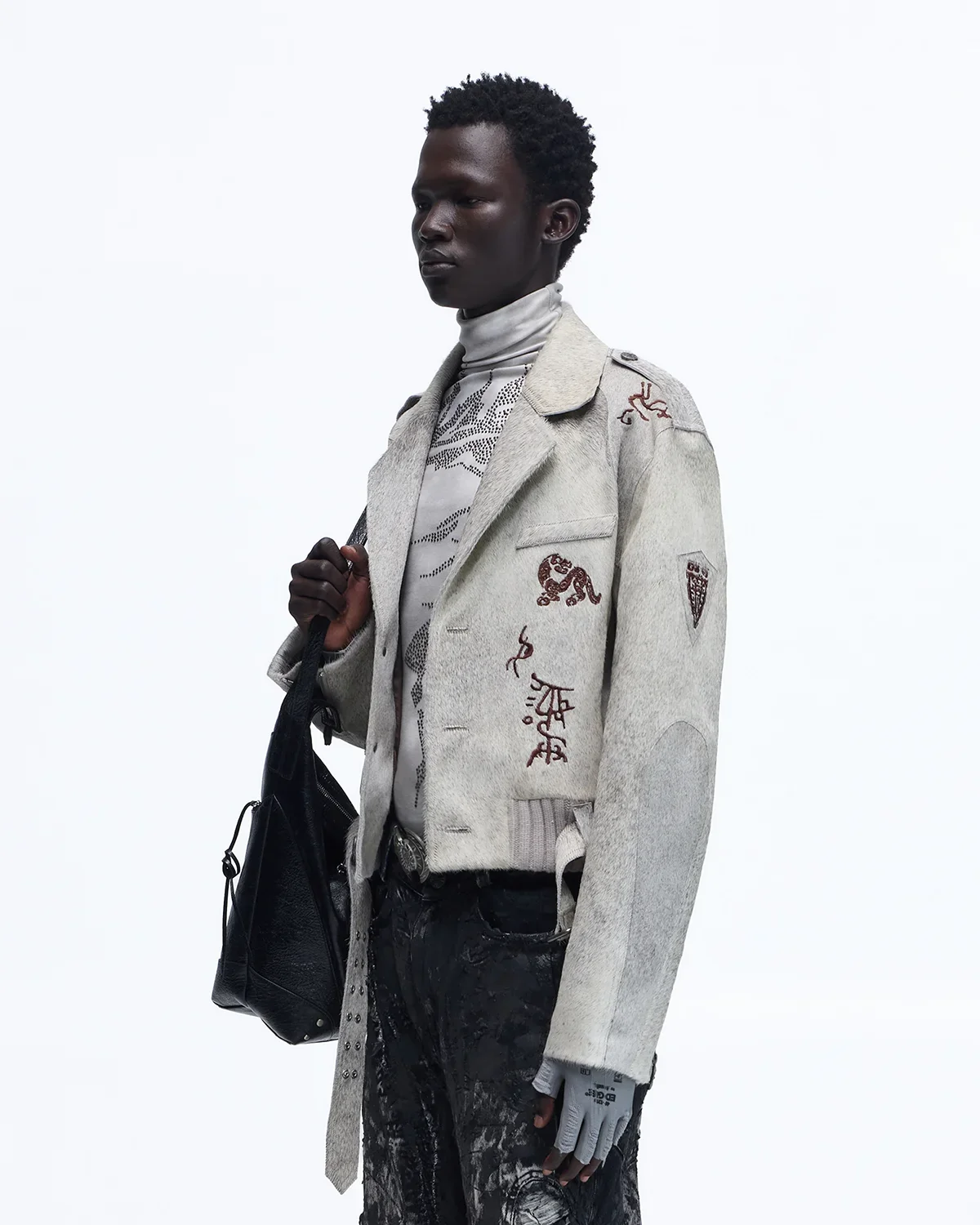 Personsoul Horse-Embroidered Leather Notch Collar Blazer(Limited 100 pieces) - Image 5