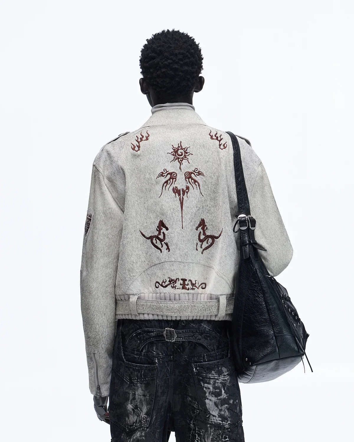 Personsoul Horse-Embroidered Leather Notch Collar Blazer(Limited 100 pieces) - Image 6