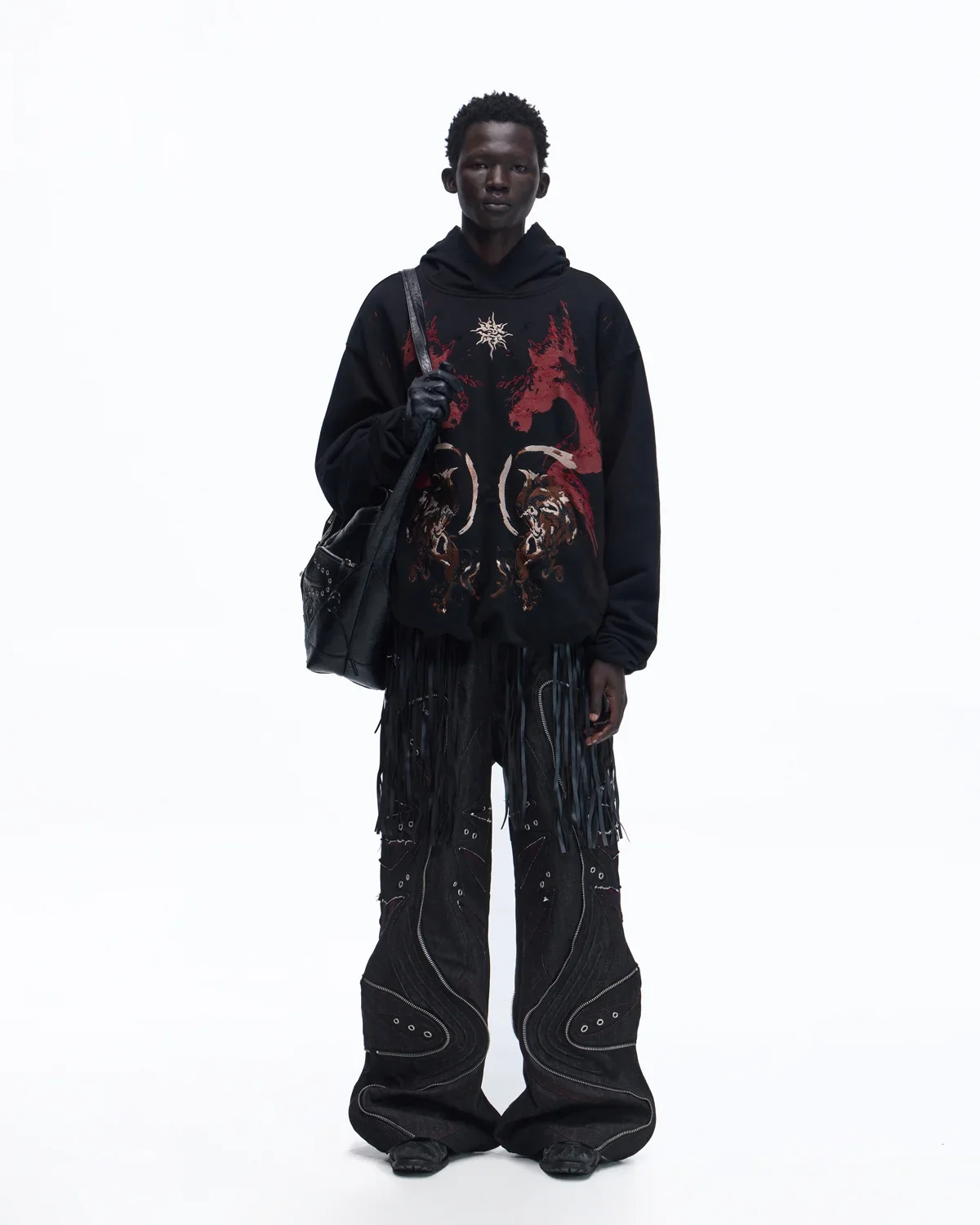 Personsoul Horse Print & Sun Totem Hoodie In Black - Image 5