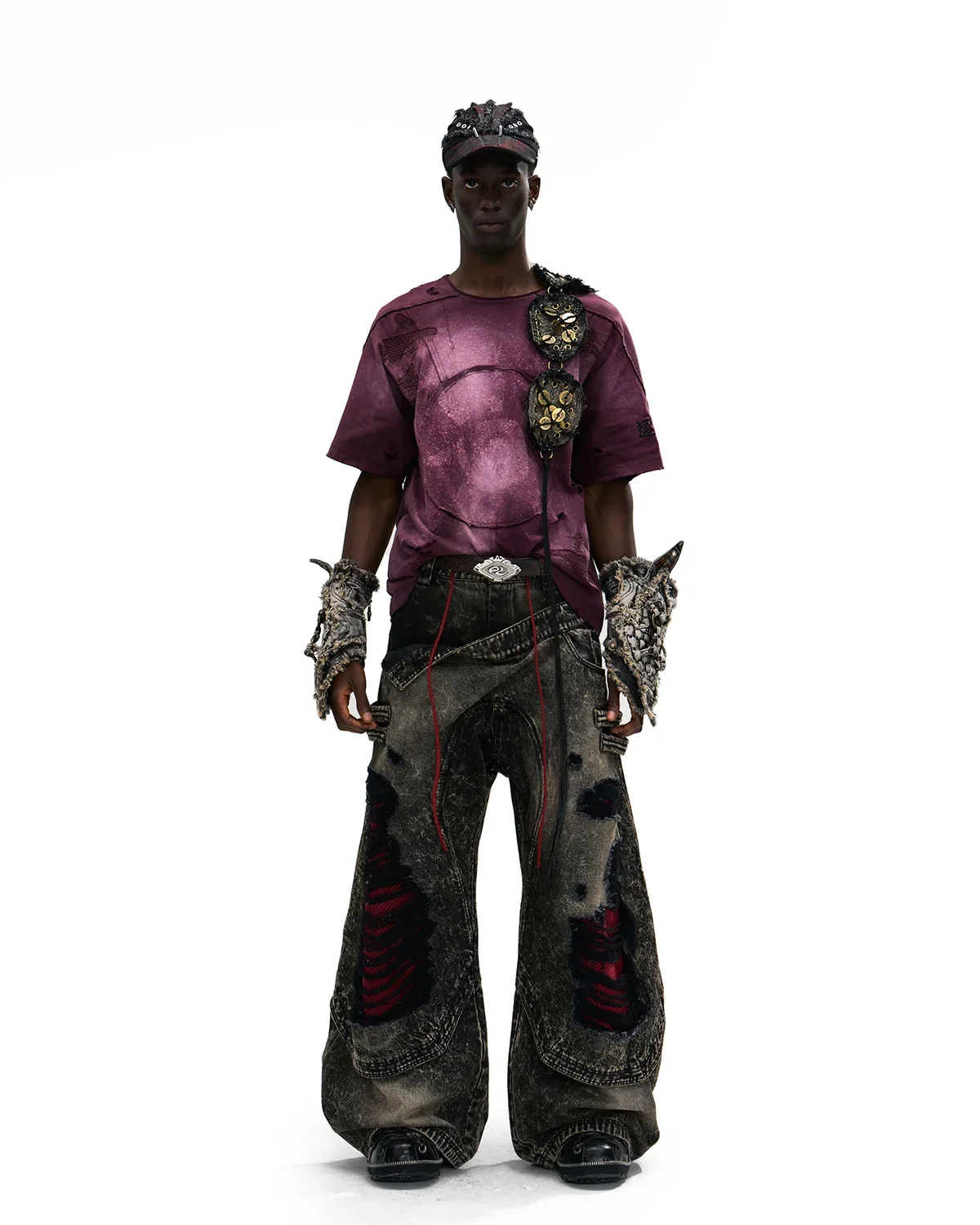 Personsoul Laser-Distressed Sun Totem T-Shirt - Image 8