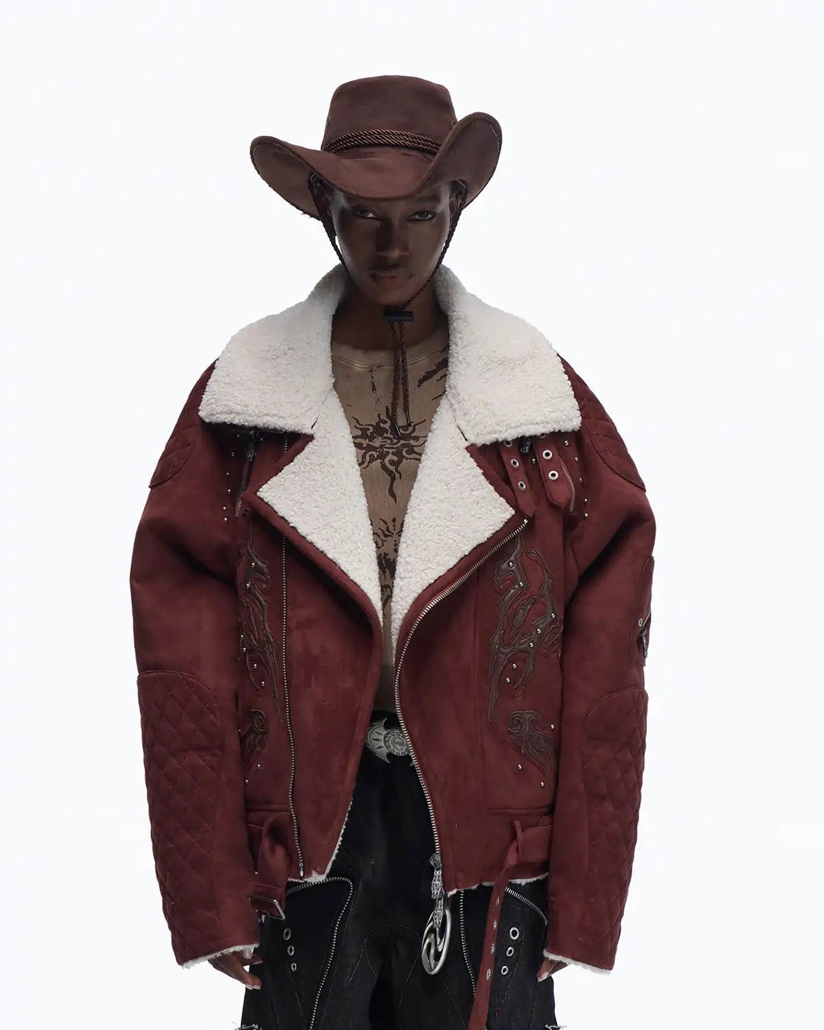 Personsoul Lightning Totem Stand Collar Jacket