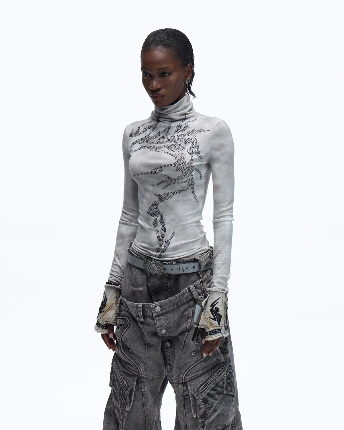 Personsoul Metallic Crystal-Lightning Long Sleeve Tee - Image 2