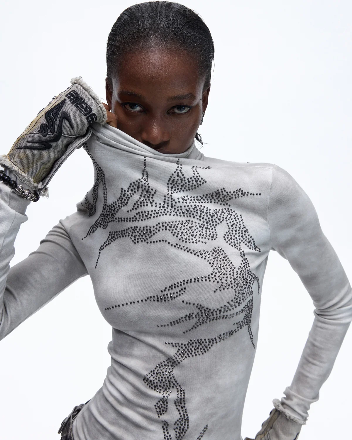 Personsoul Metallic Crystal-Lightning Long Sleeve Tee - Image 4