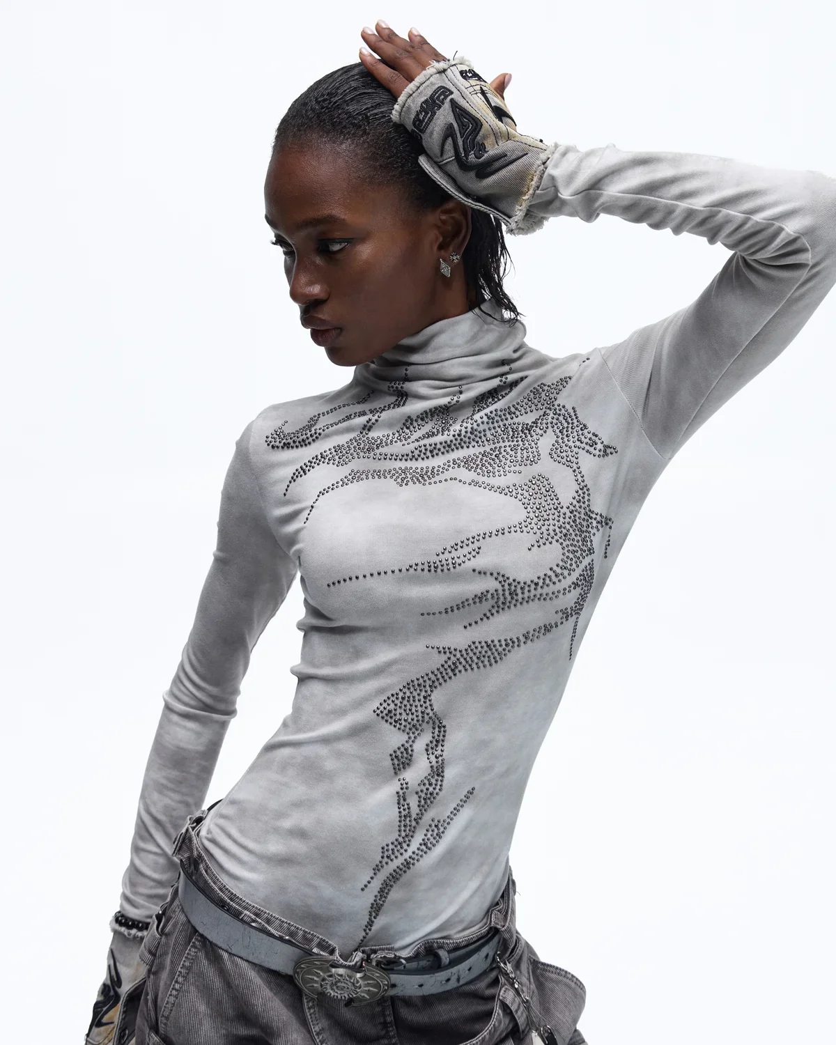 Personsoul Metallic Crystal-Lightning Long Sleeve Tee - Image 5