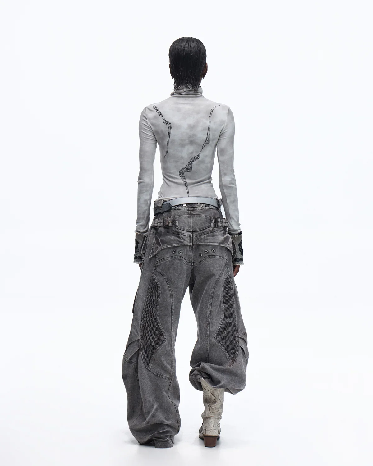 Personsoul Mock Double-Waist Wide-Leg Cargo Pants - Image 11