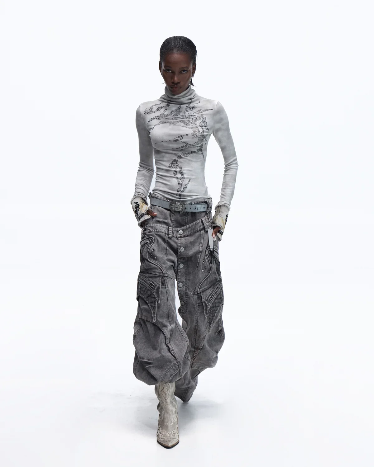 Personsoul Mock Double-Waist Wide-Leg Cargo Pants - Image 14