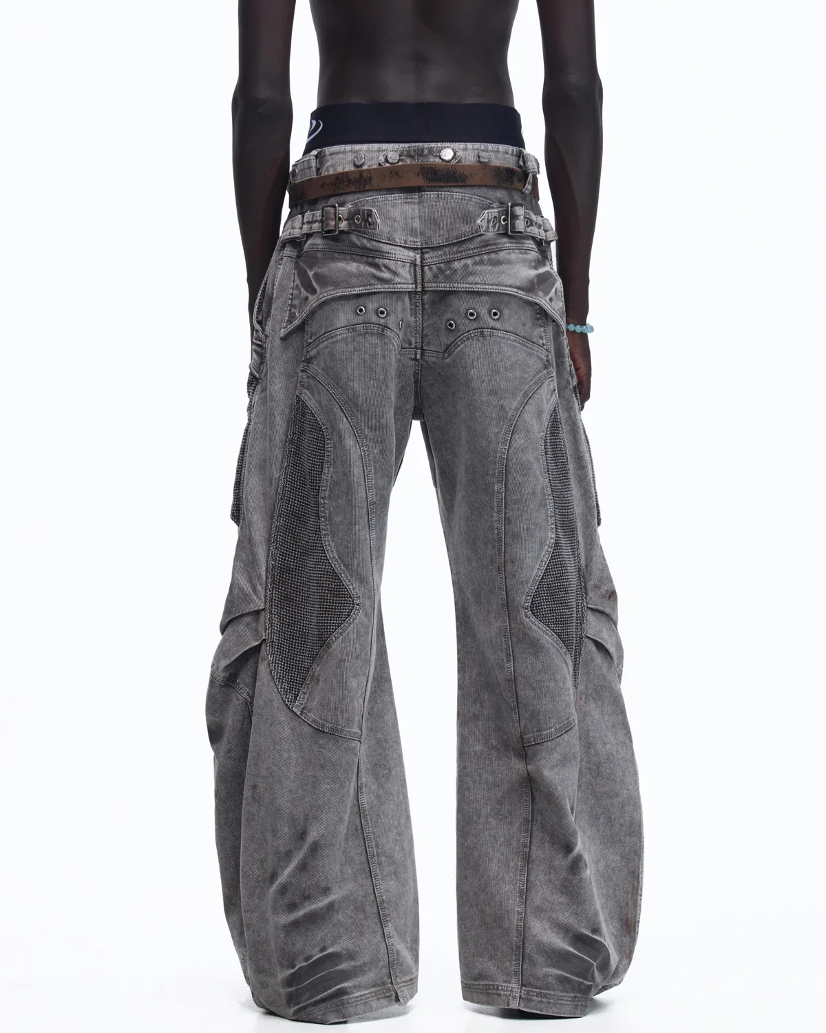 Personsoul Mock Double-Waist Wide-Leg Cargo Pants - Image 3