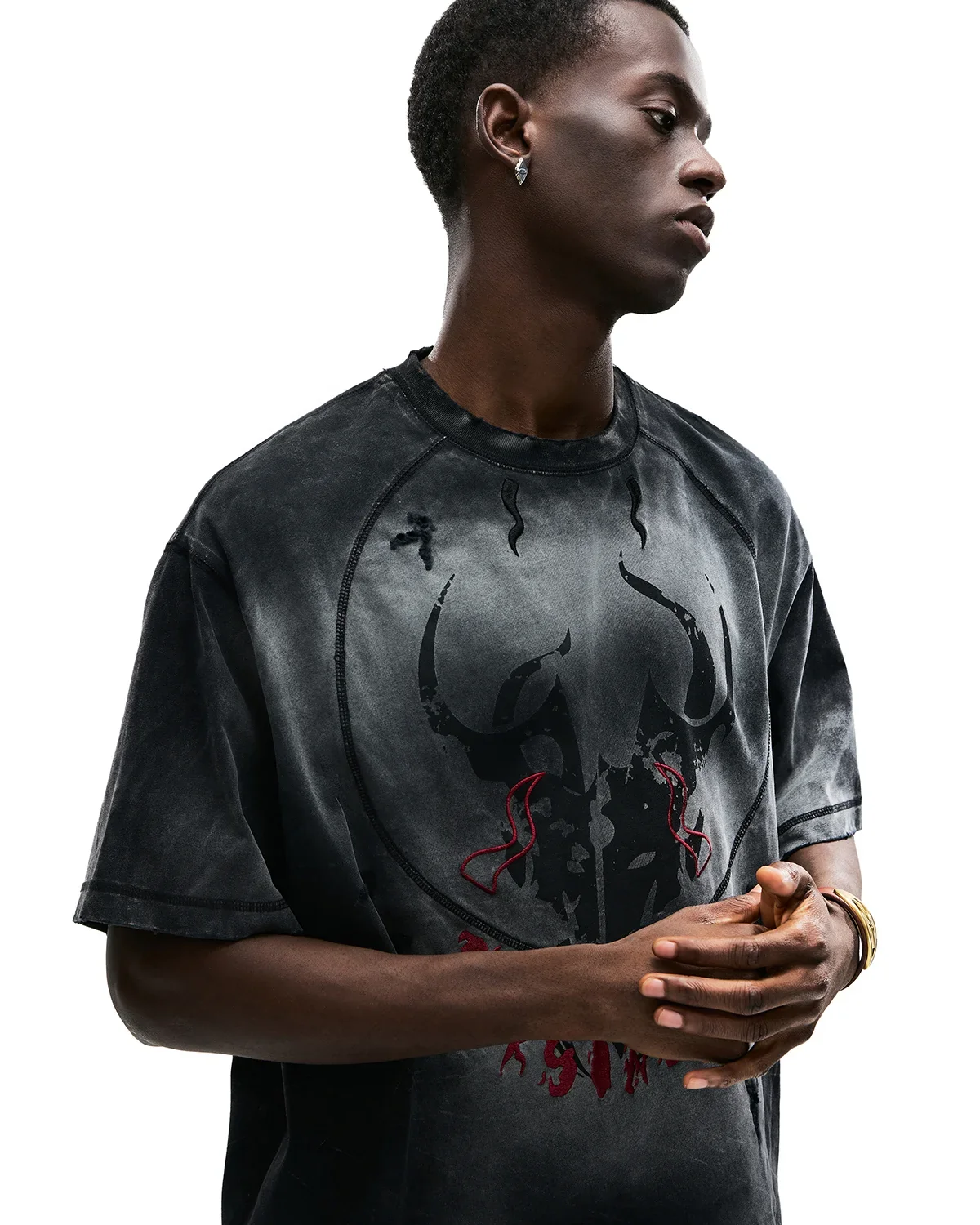Personsoul Mythical Beast Totem Distressed T-Shirt Black - Image 5