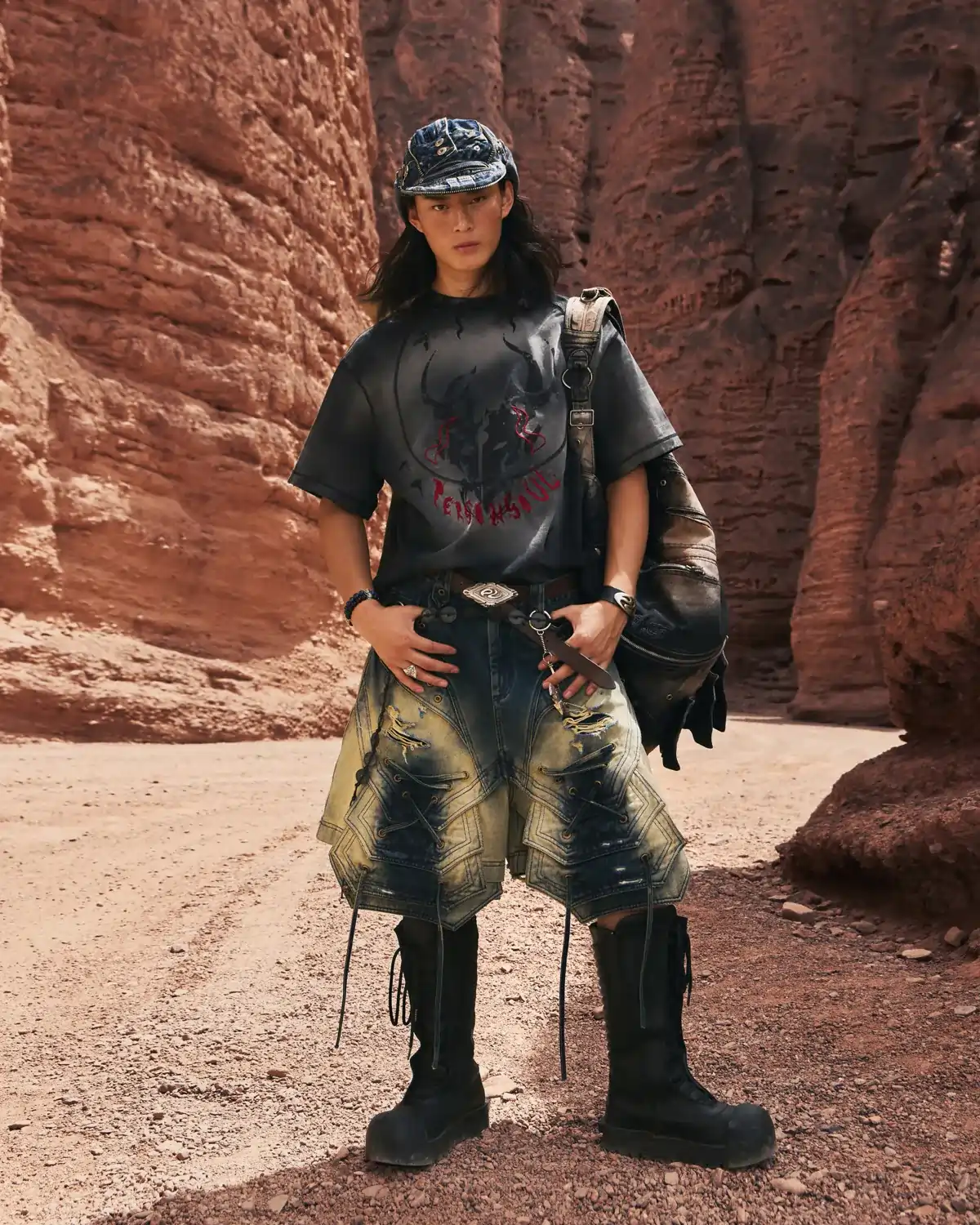 Personsoul Mythical Beast Totem Distressed T-Shirt Black - Image 7