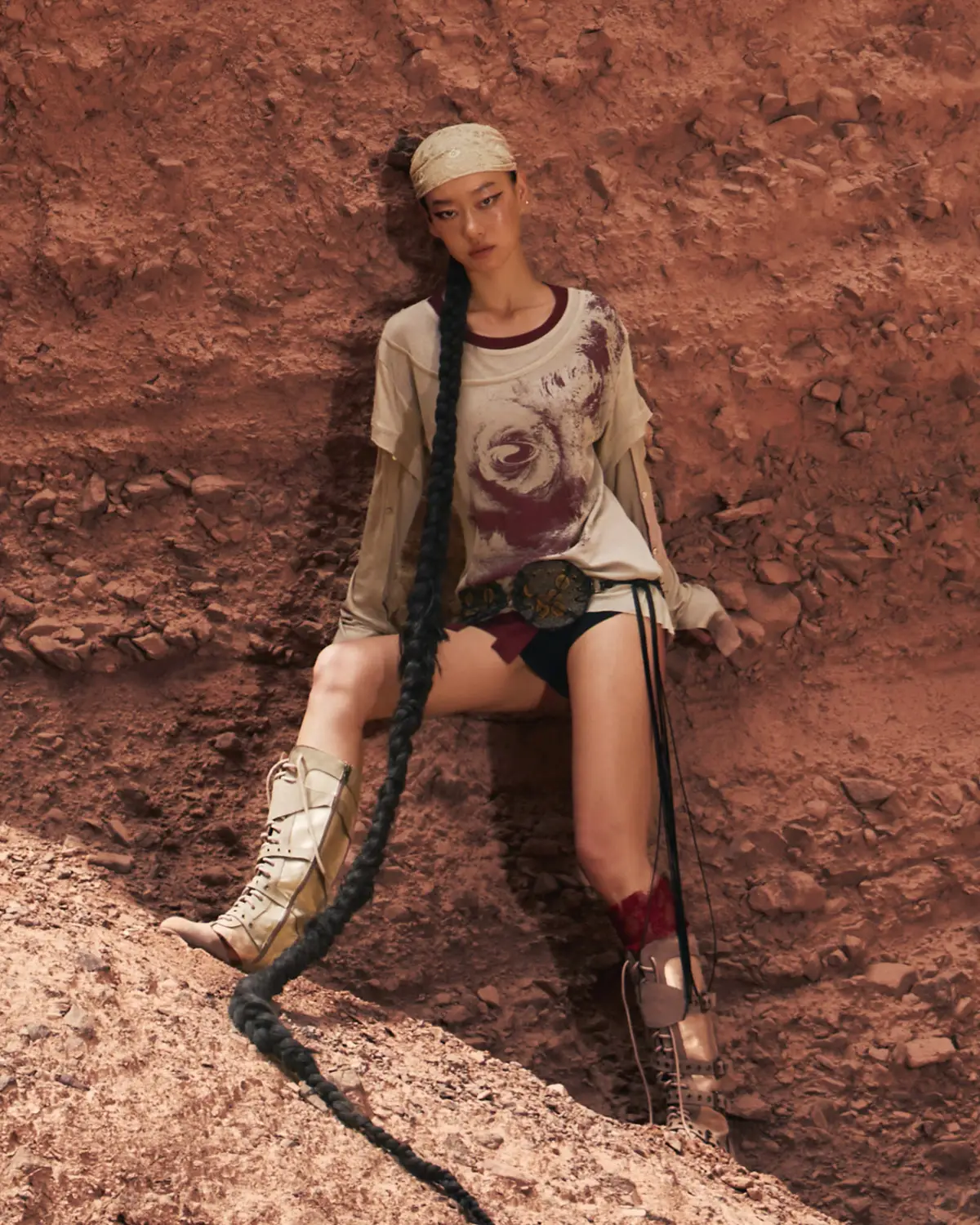Personsoul Pangu Primordial Print Faux-Layer T-Shirt - Image 7