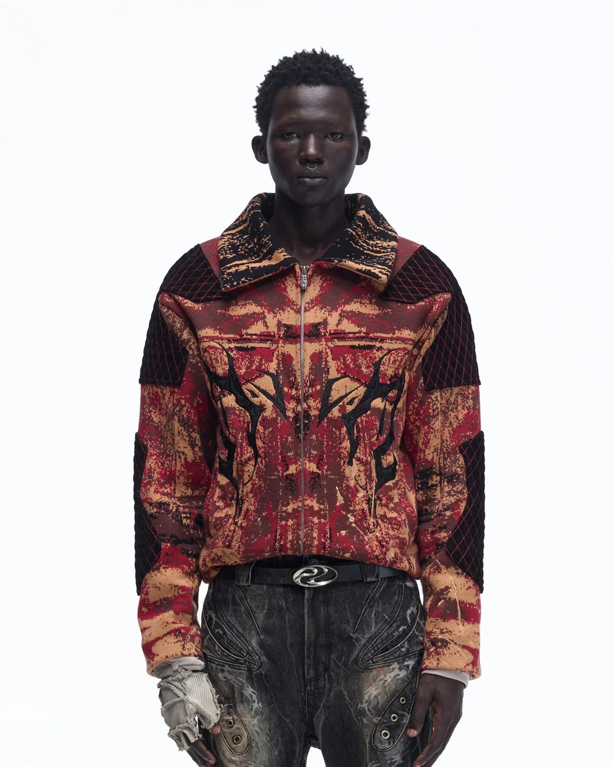 Personsoul Patchwork Knit Jacket