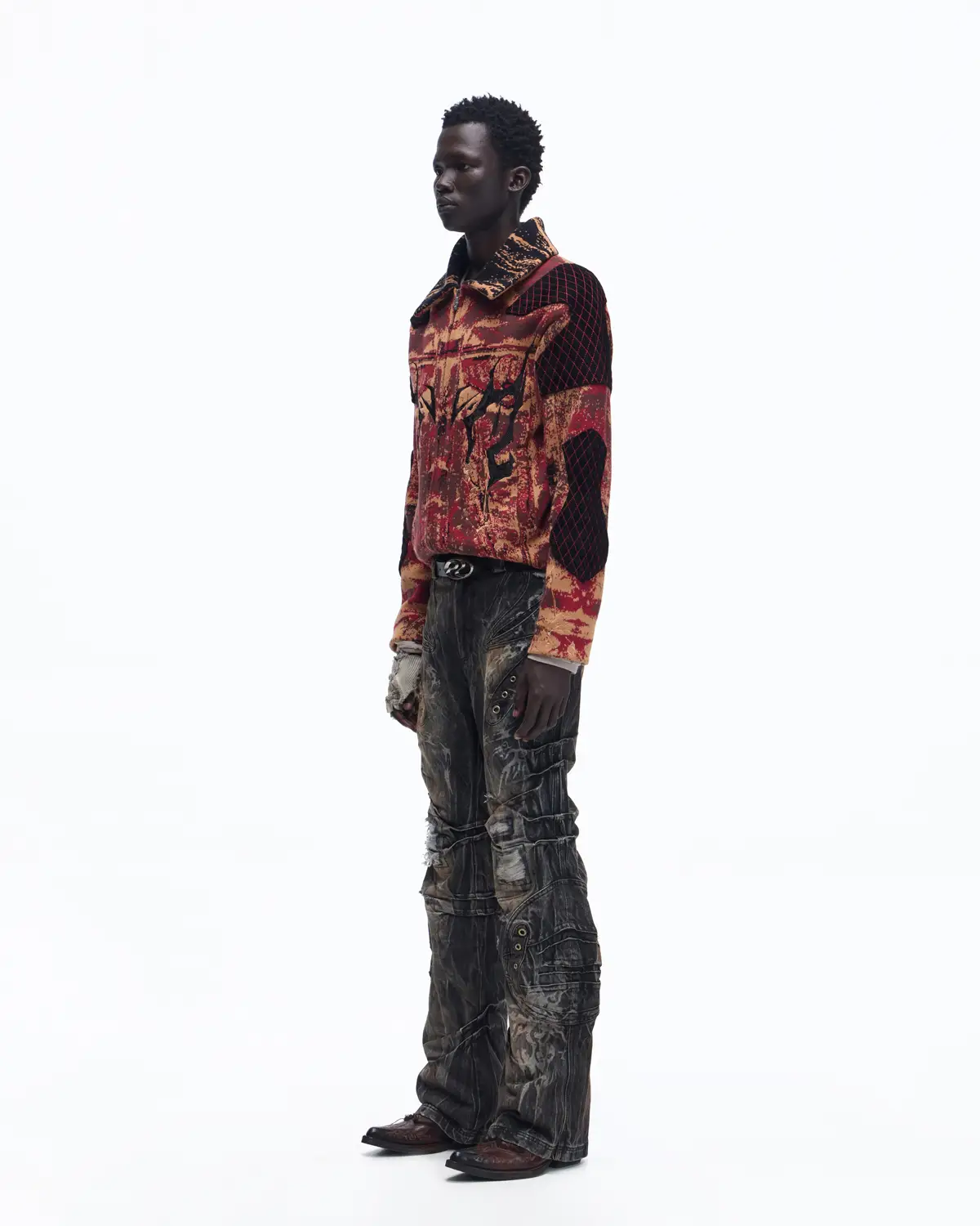 Personsoul Patchwork Knit Jacket - Image 11