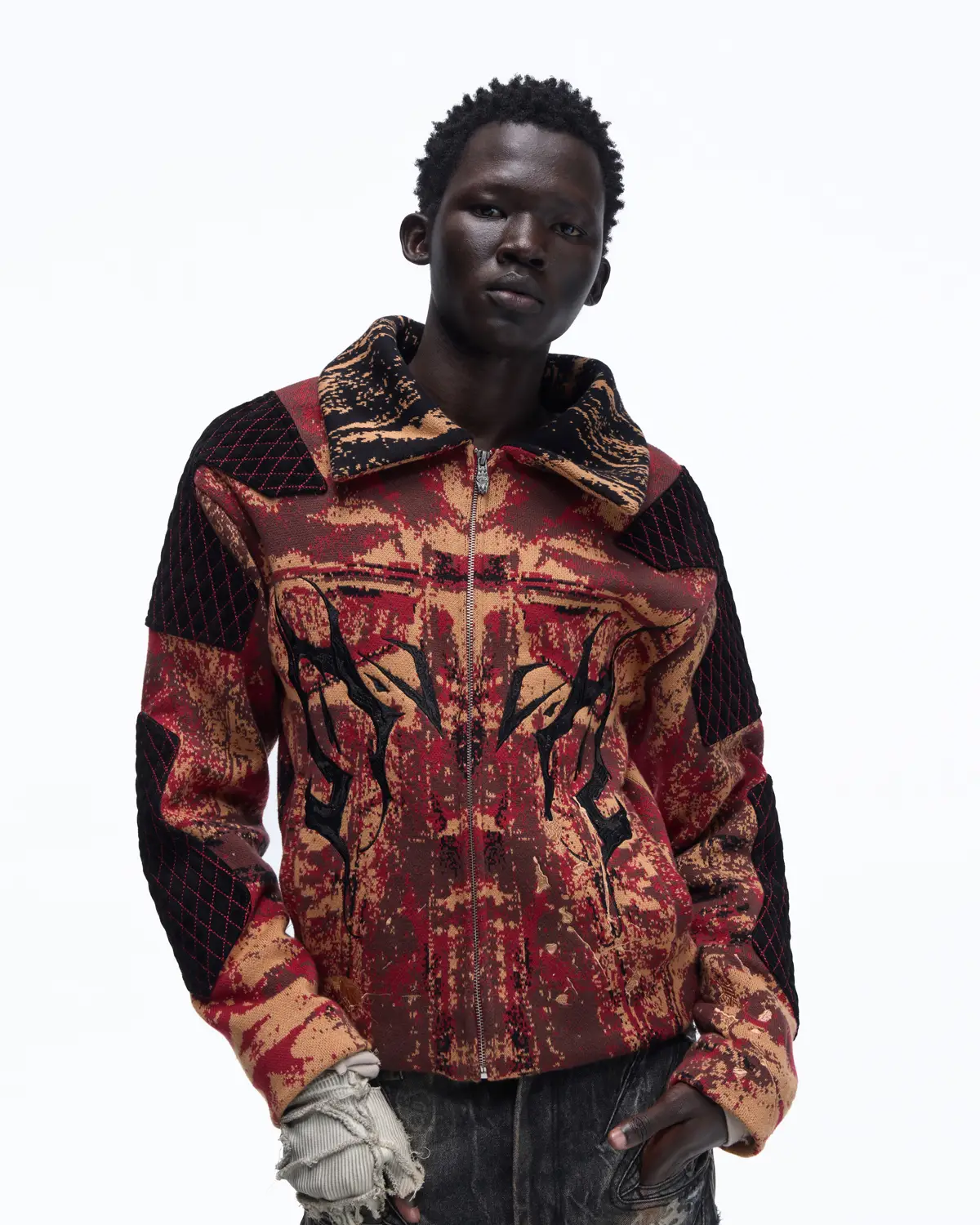 Personsoul Patchwork Knit Jacket - Image 4