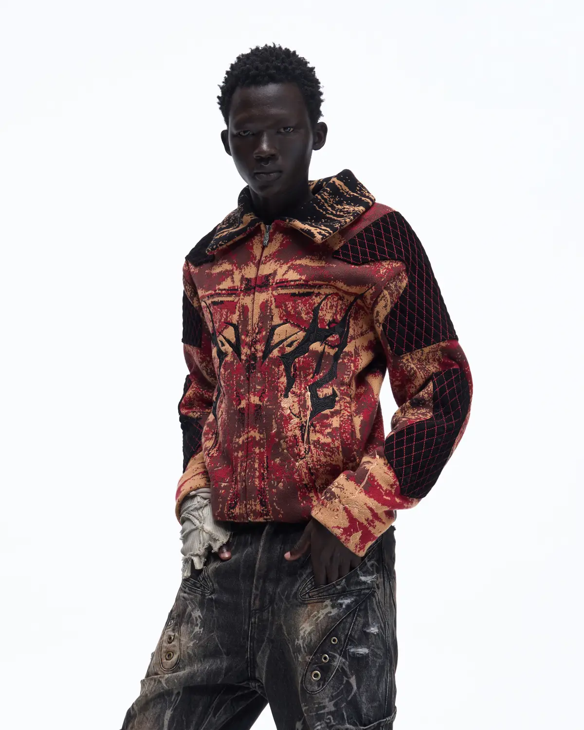 Personsoul Patchwork Knit Jacket - Image 5