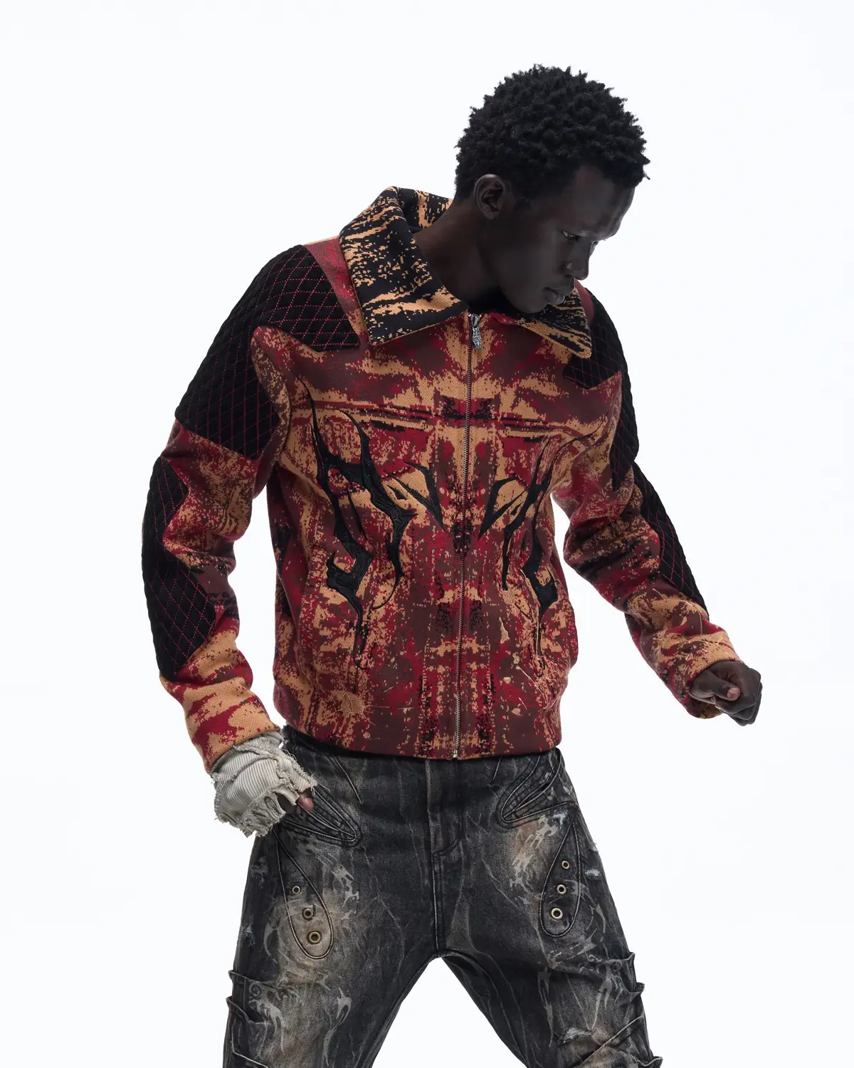 Personsoul Patchwork Knit Jacket - Image 9