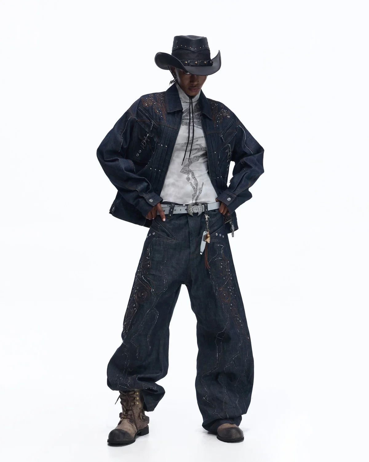 Personsoul Raw Denim Patch Embroidered Jacket - Image 10