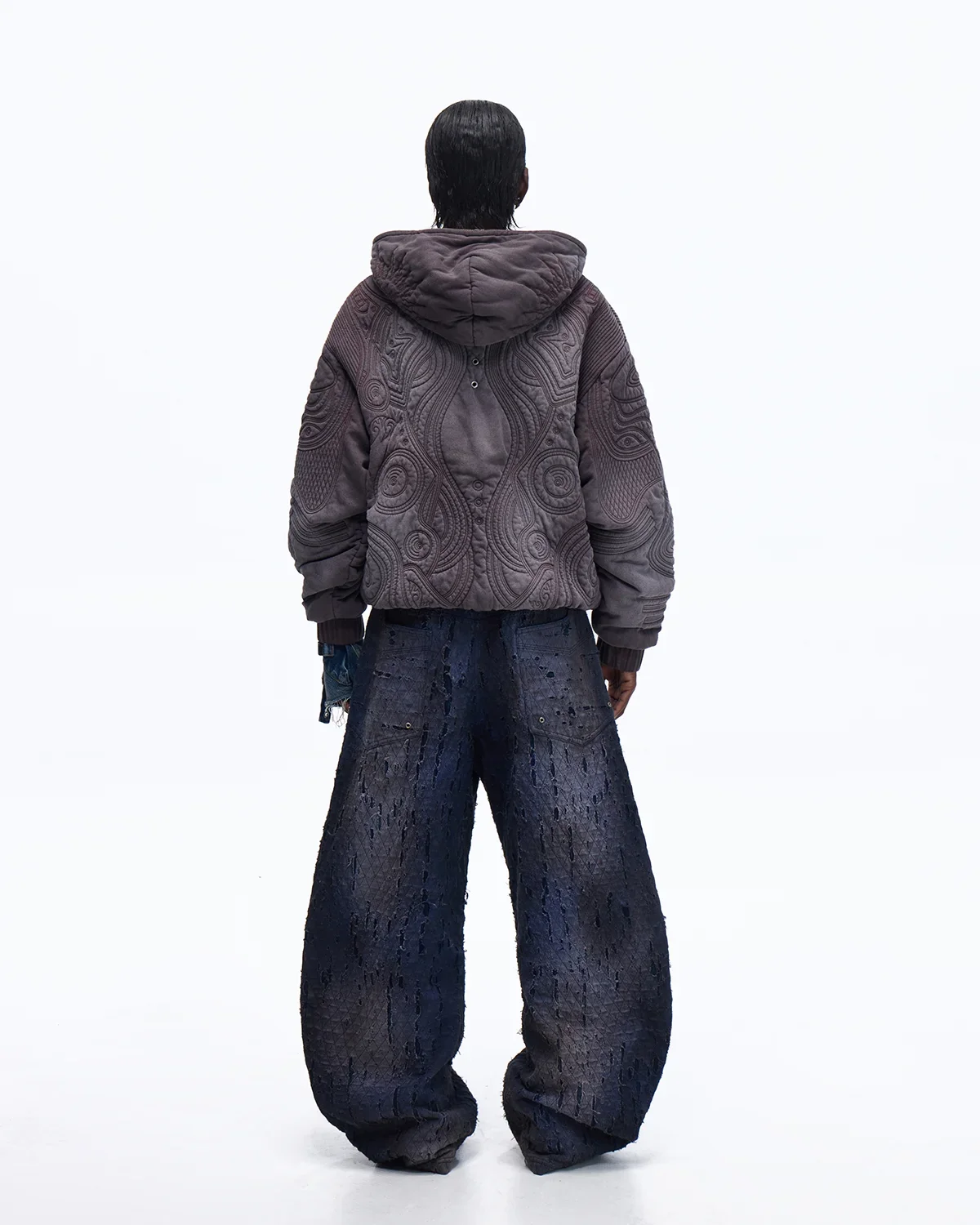Personsoul Ripped Double-Layer Curved Jeans - Image 10