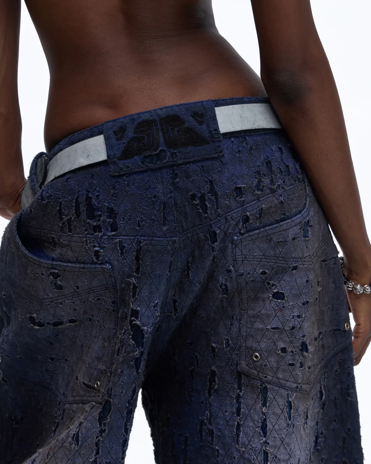 Personsoul Ripped Double-Layer Curved Jeans - Image 6