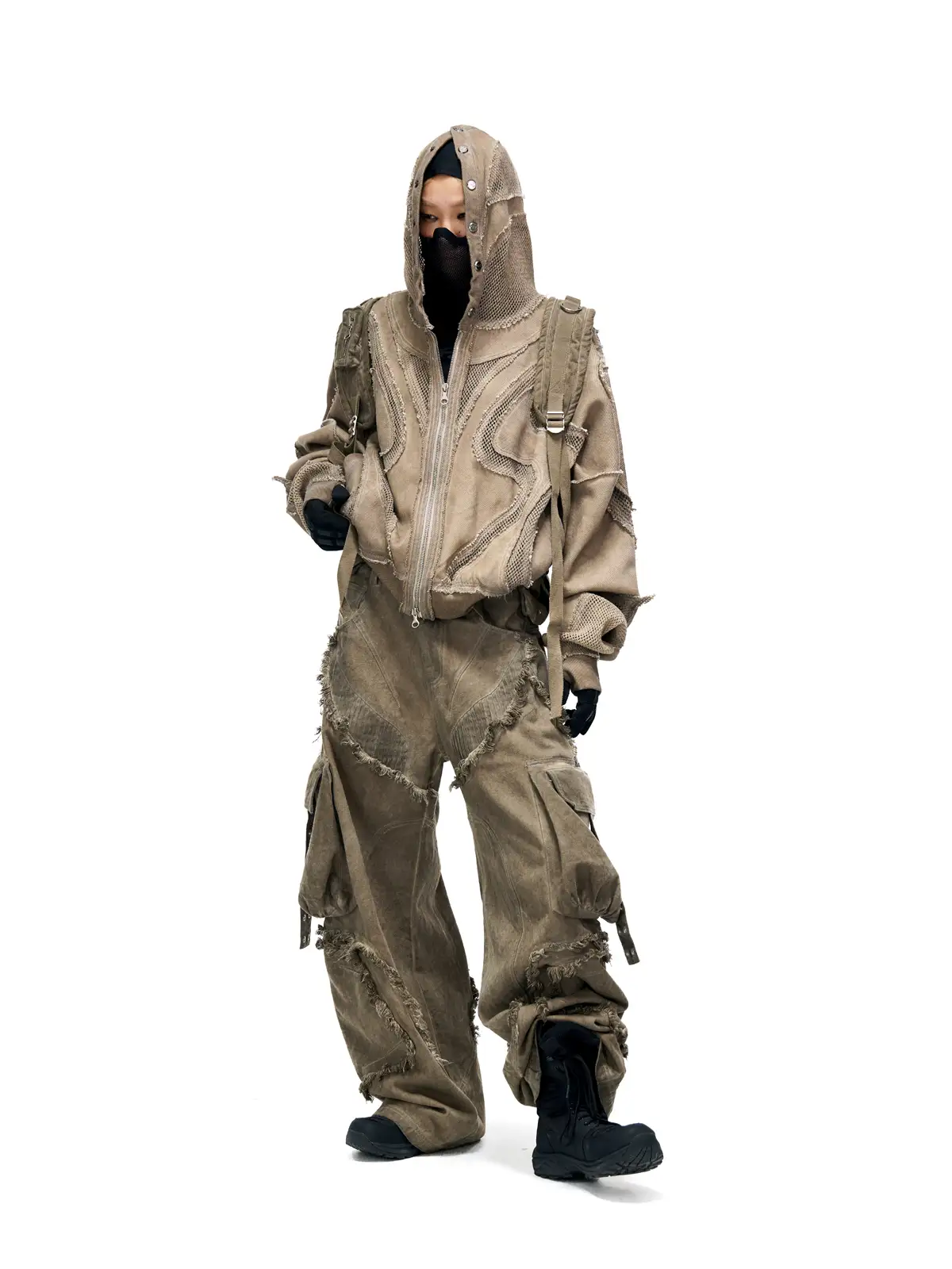 Personsoul Sand Dirty Dye Zip-Up Hoodie - Image 17