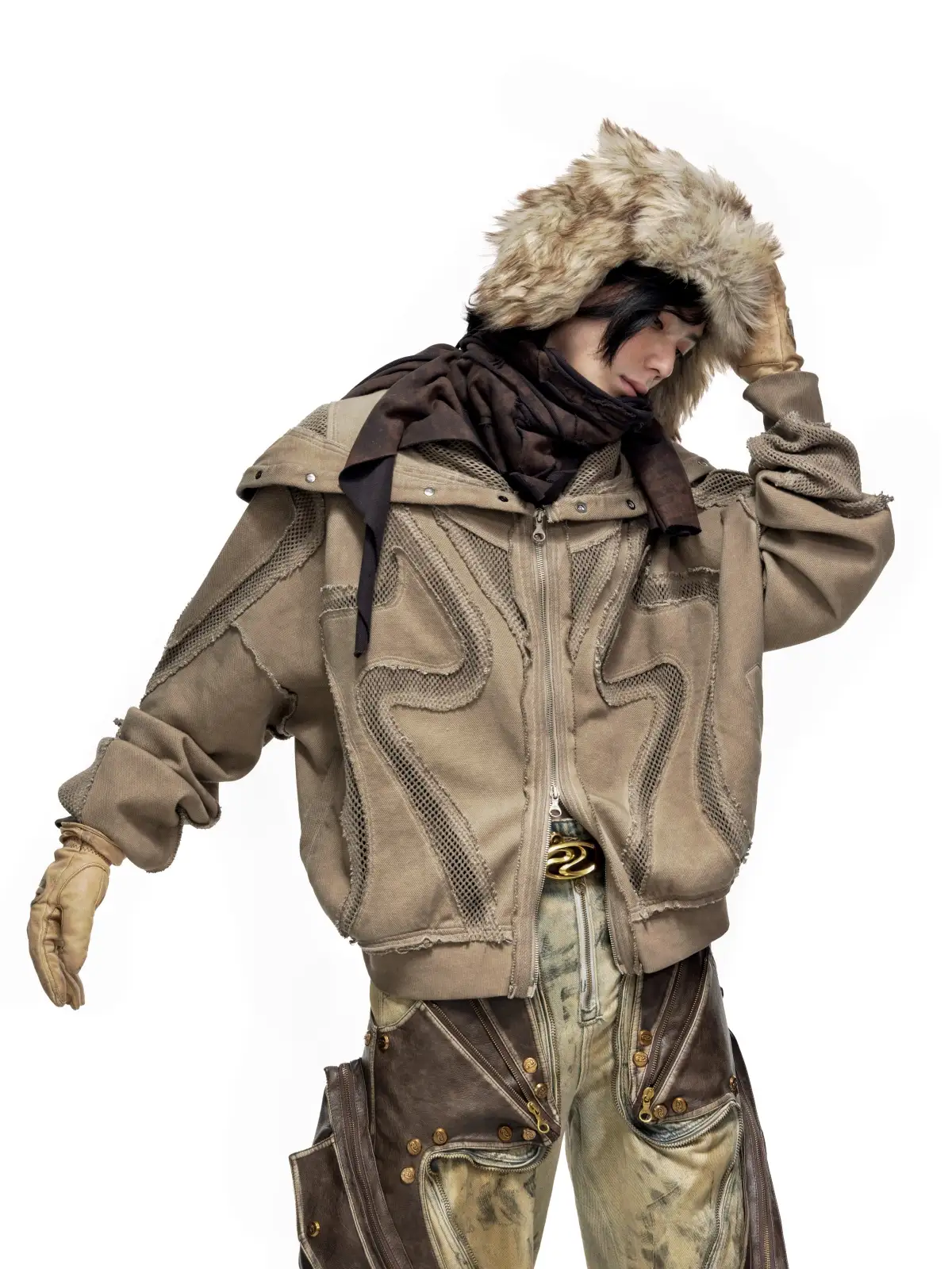 Personsoul Sand Dirty Dye Zip-Up Hoodie - Image 22