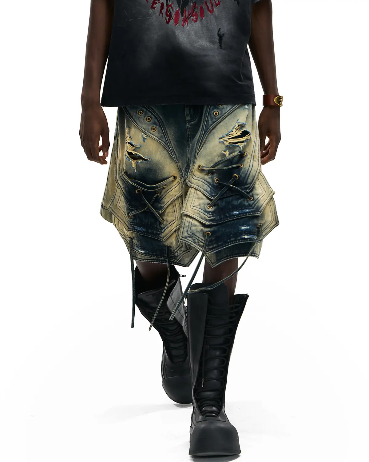 Personsoul Scaled Corded Denim Shorts - Image 6