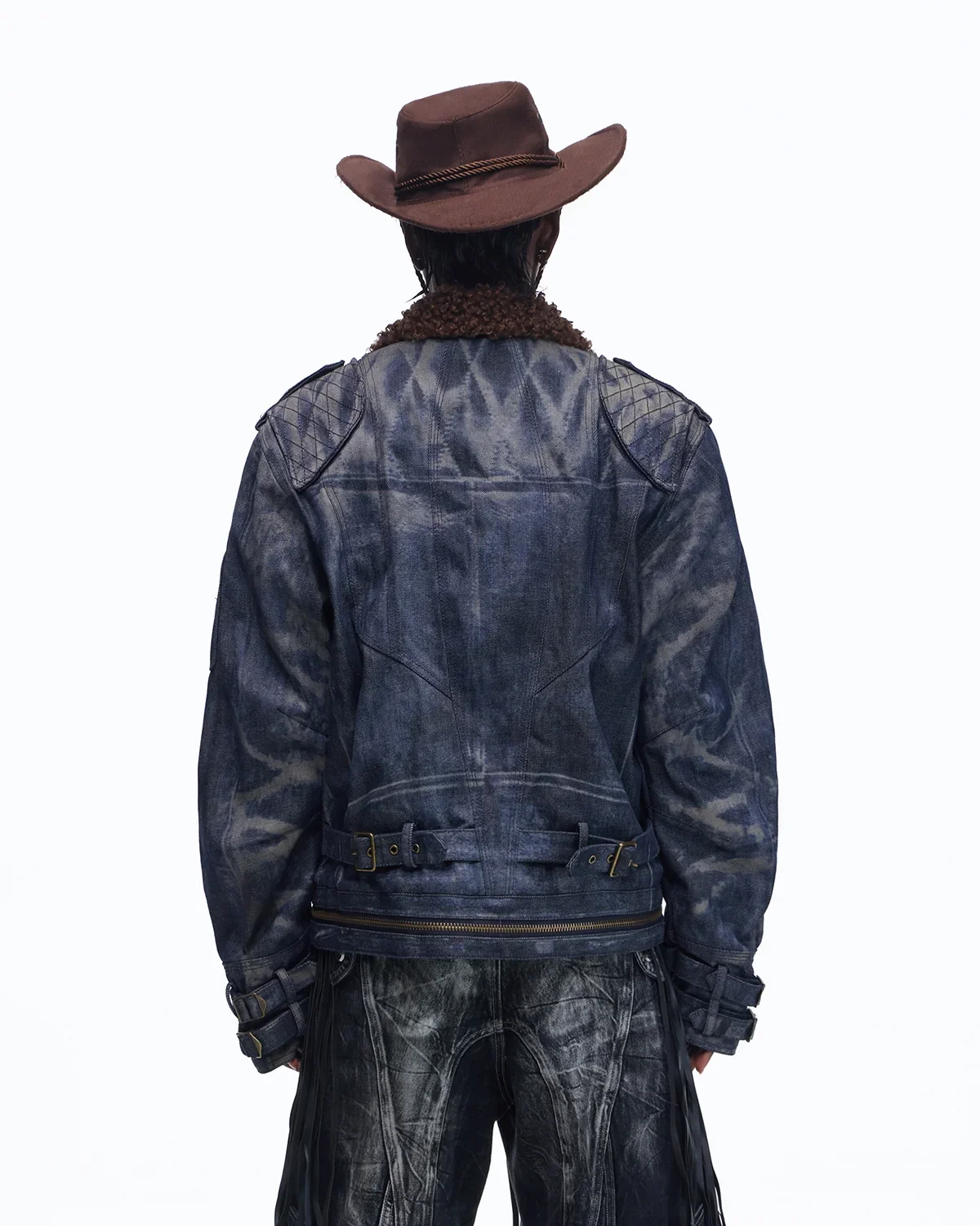 Personsoul Sherpa Lined Raw Denim Jacket - Image 3
