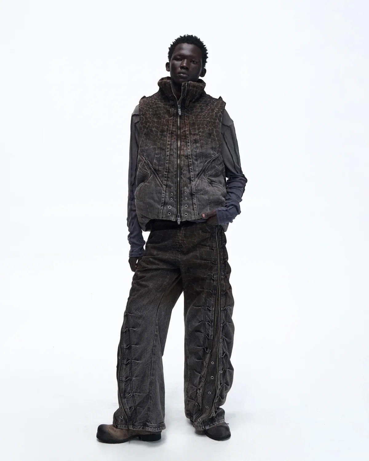 Personsoul Slub Denim Laser-Croc Vest - Image 12