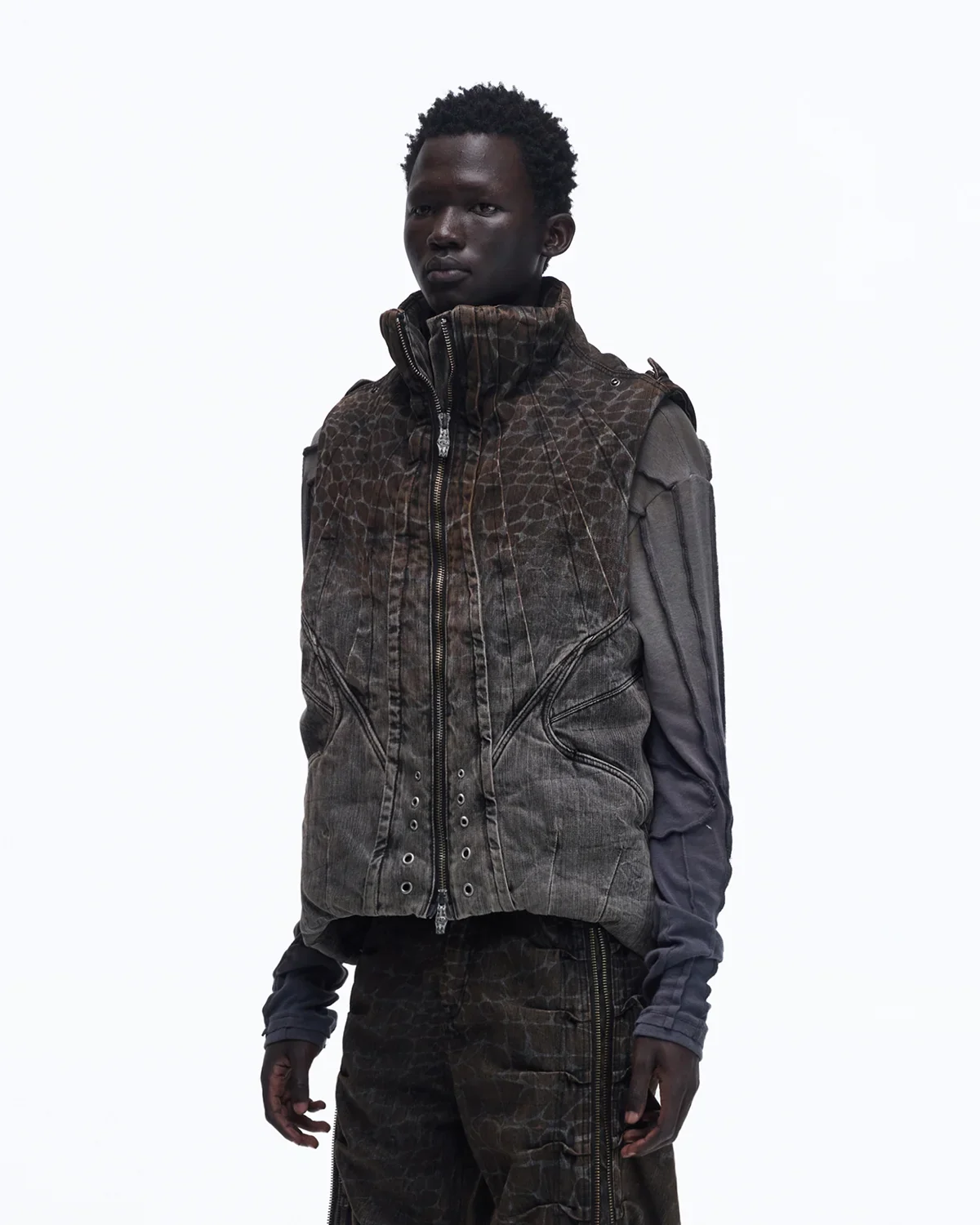 Personsoul Slub Denim Laser-Croc Vest - Image 2