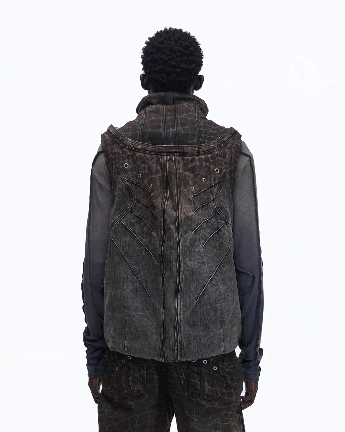 Personsoul Slub Denim Laser-Croc Vest - Image 3