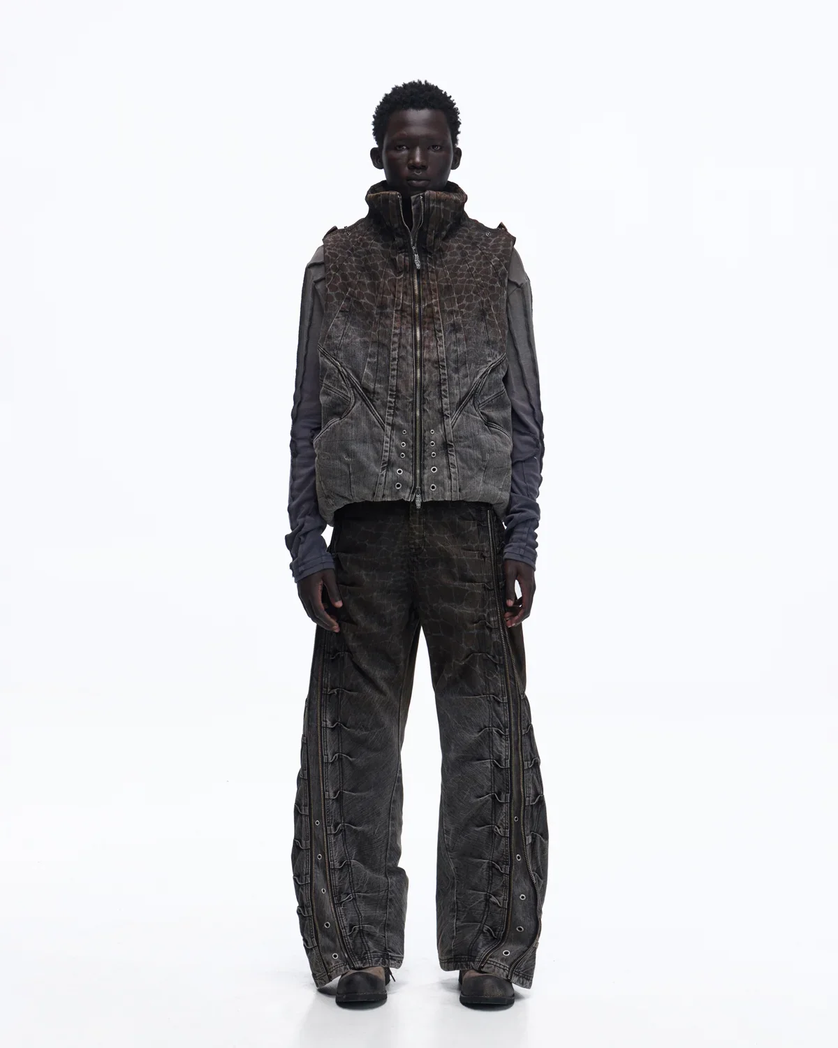 Personsoul Slub Denim Laser-Croc Vest - Image 7