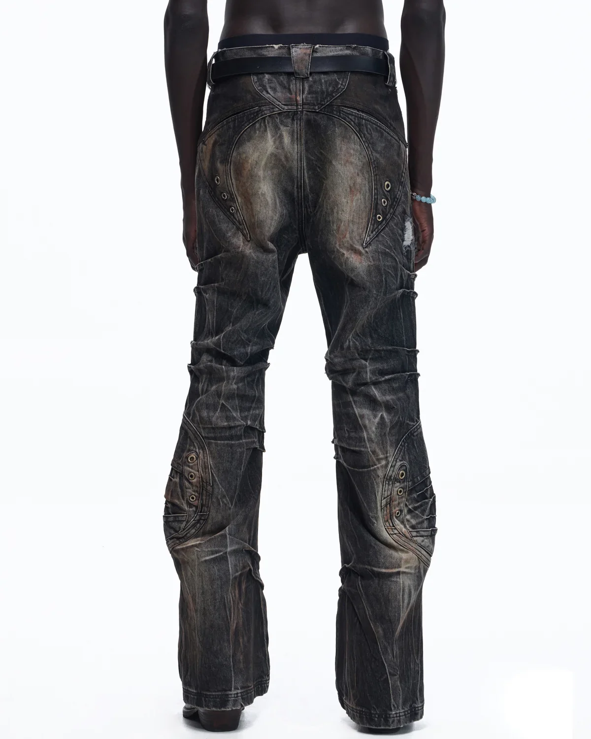 Personsoul Snake-Pattern Totem Slim-Fit Jeans - Image 3