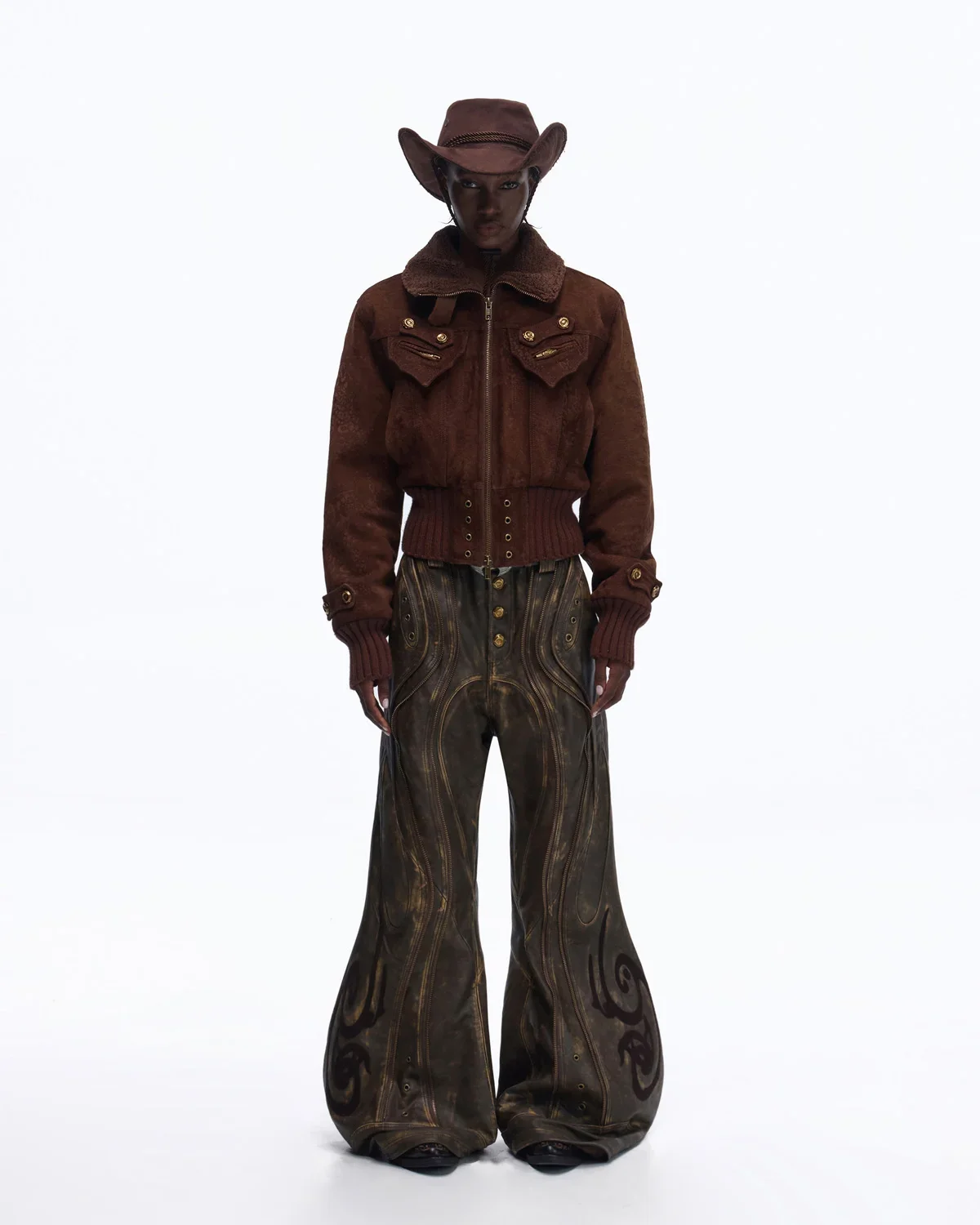 Personsoul Structured Totem Curved-leg Calf Leather Pants(Limited 100 pieces) - Image 12