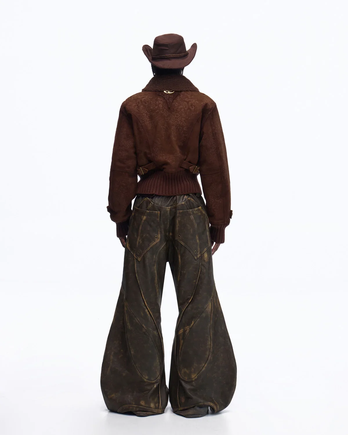 Personsoul Structured Totem Curved-leg Calf Leather Pants(Limited 100 pieces) - Image 14