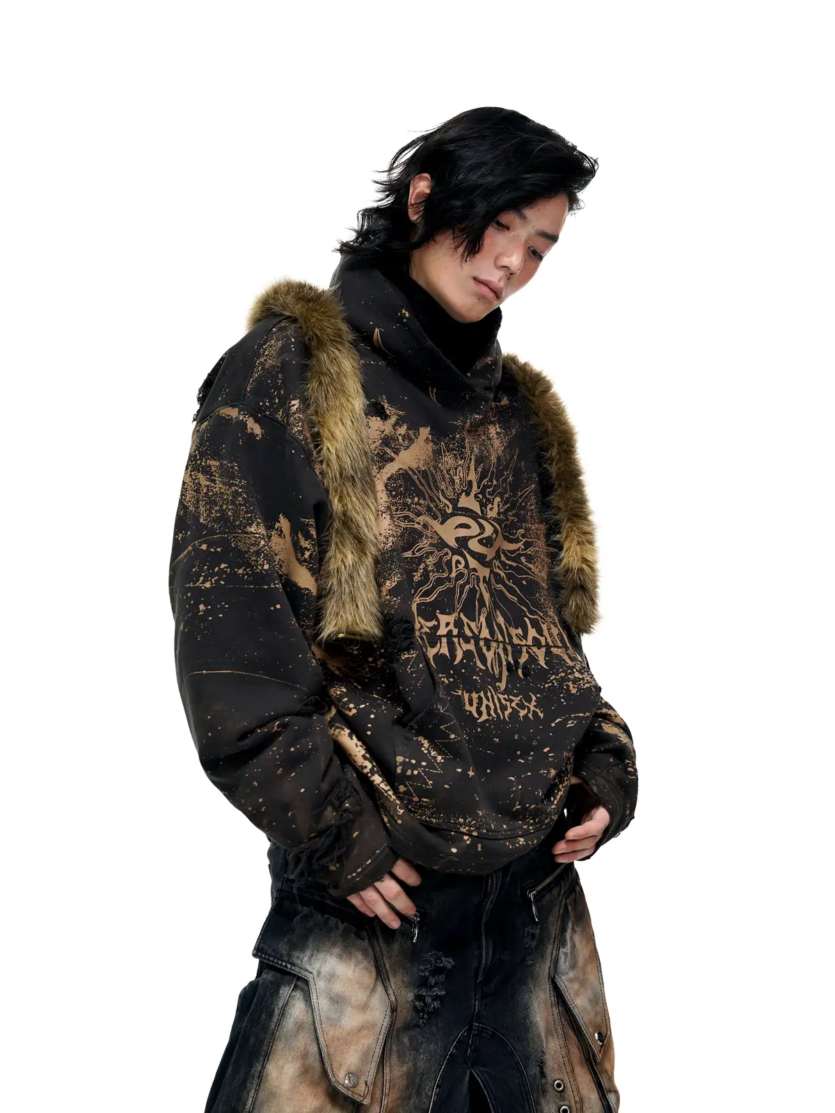 Personsoul Sun Totem Distressed Hoodie - Image 6