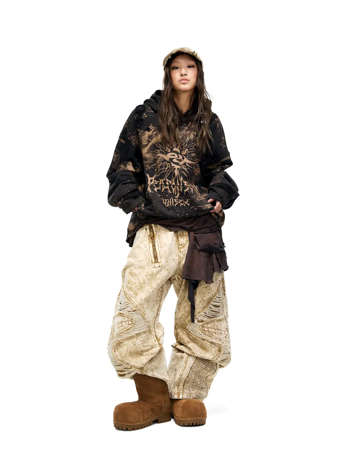 Personsoul Sun Totem Distressed Hoodie - Image 9
