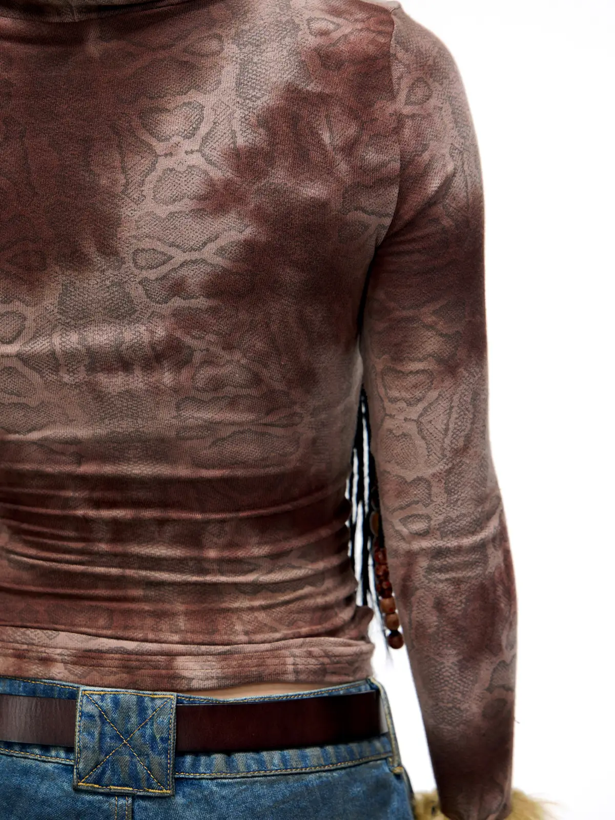 Personsoul Sun Totem Mesh Hooded Bottoming Shirt - Image 5