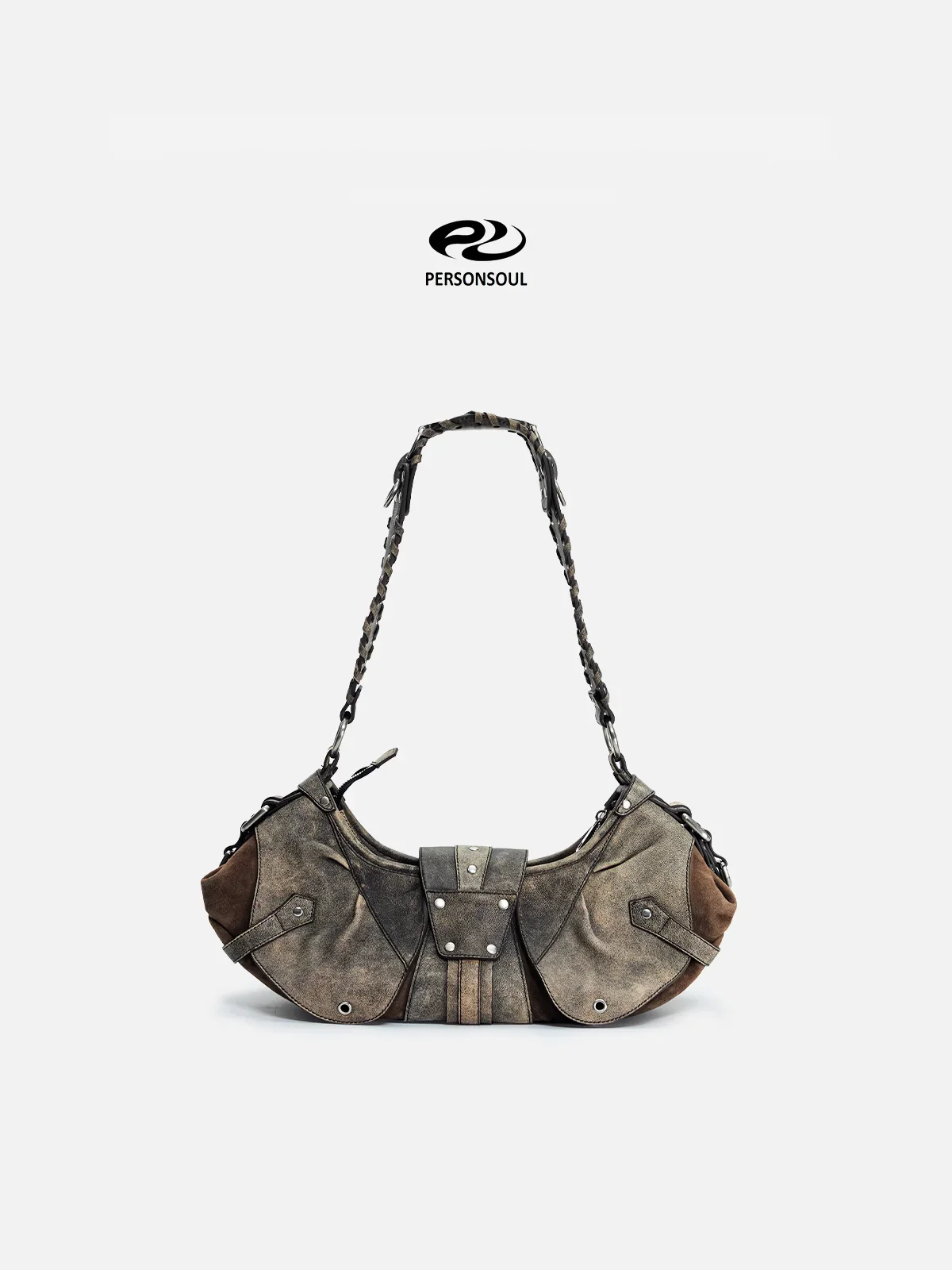 Personsoul Techwear Metal Leather Shoulder Bag - Image 12
