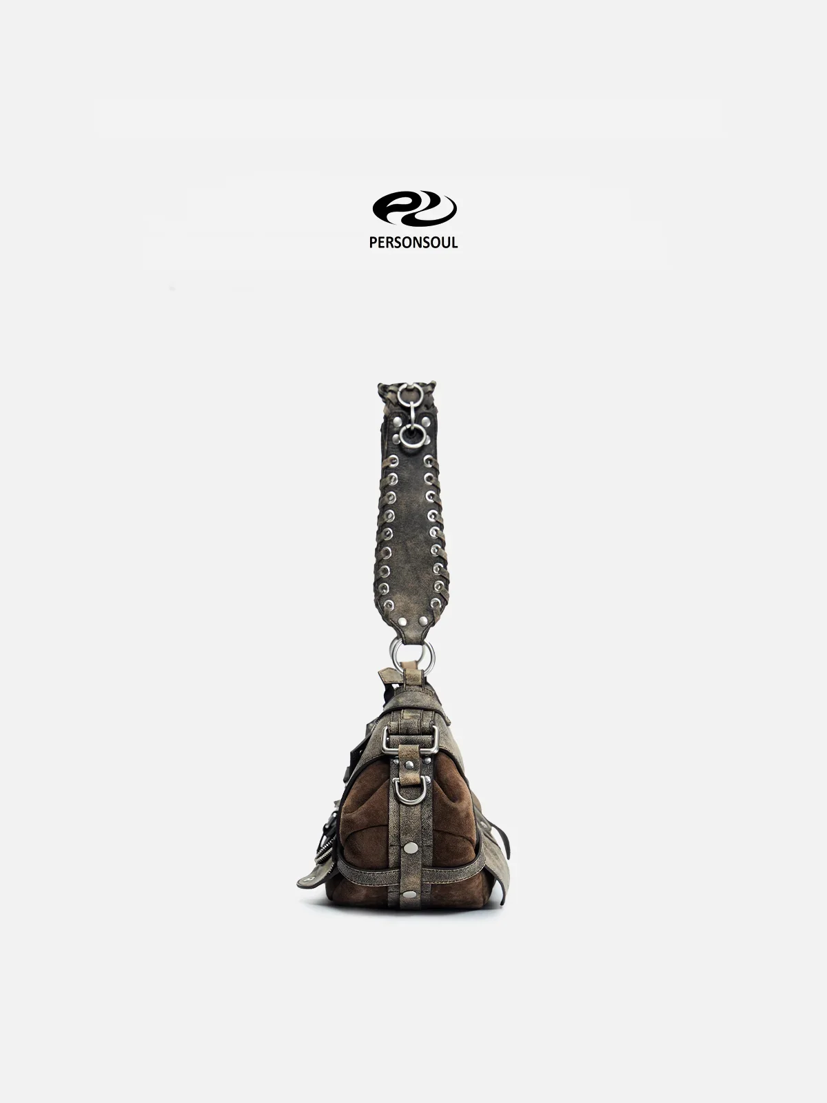 Personsoul Techwear Metal Leather Shoulder Bag - Image 13
