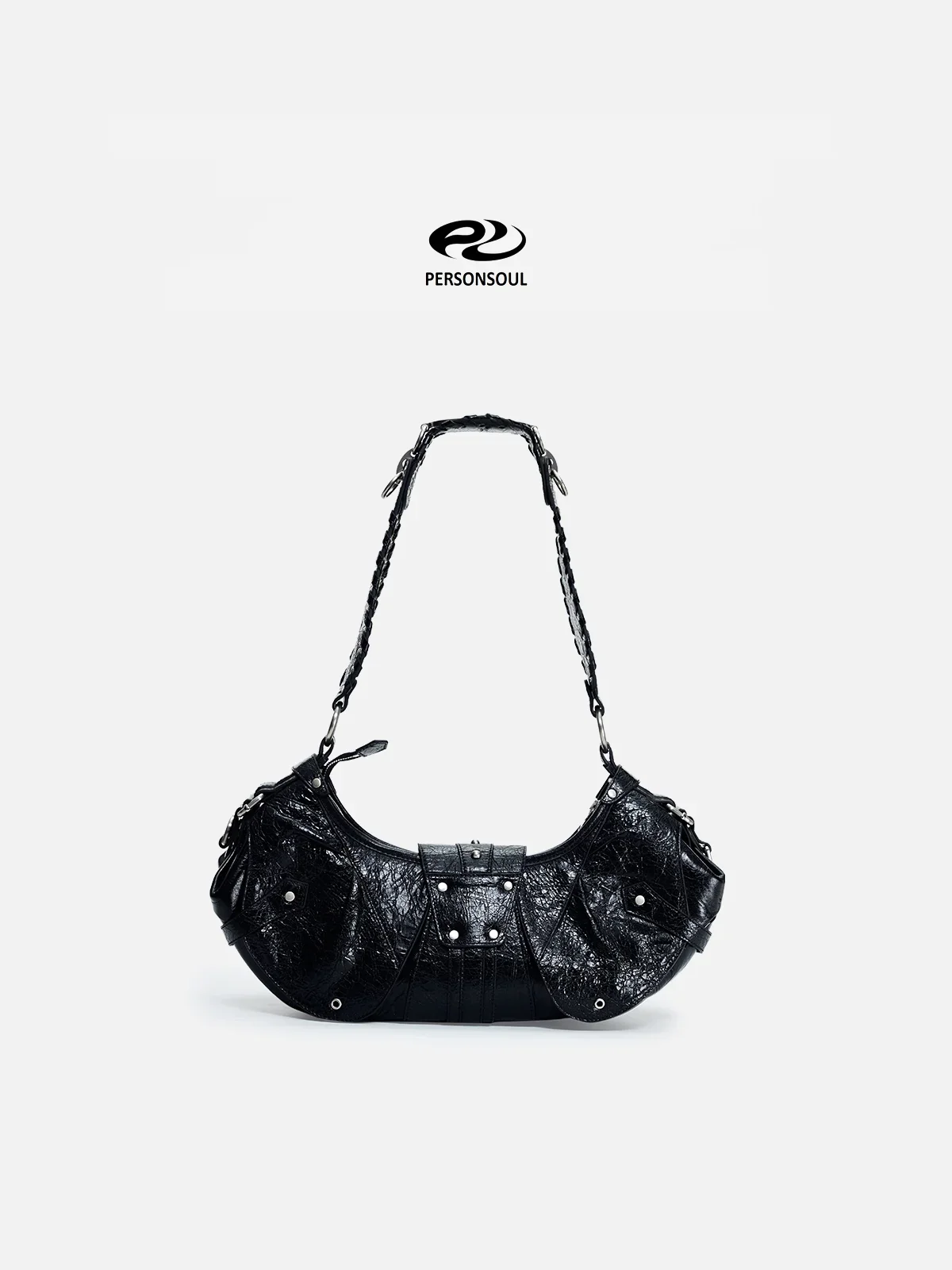 Personsoul Techwear Metal Leather Shoulder Bag - Image 4