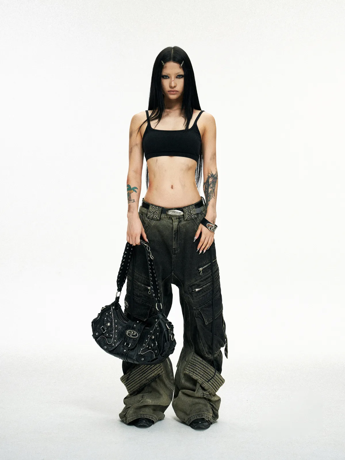 Personsoul Techwear Metal Leather Shoulder Bag - Image 7